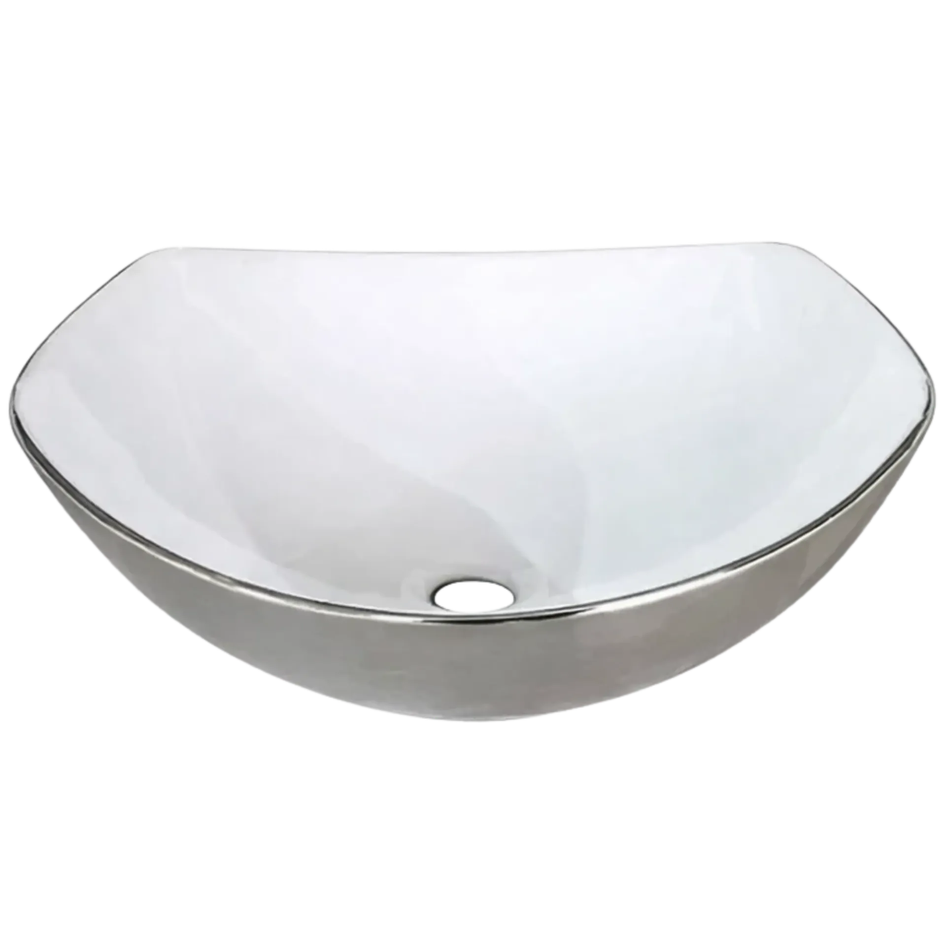 LAVAMANOS OVALADO 40CM BLANCO Y PLATEADO UNIQUE