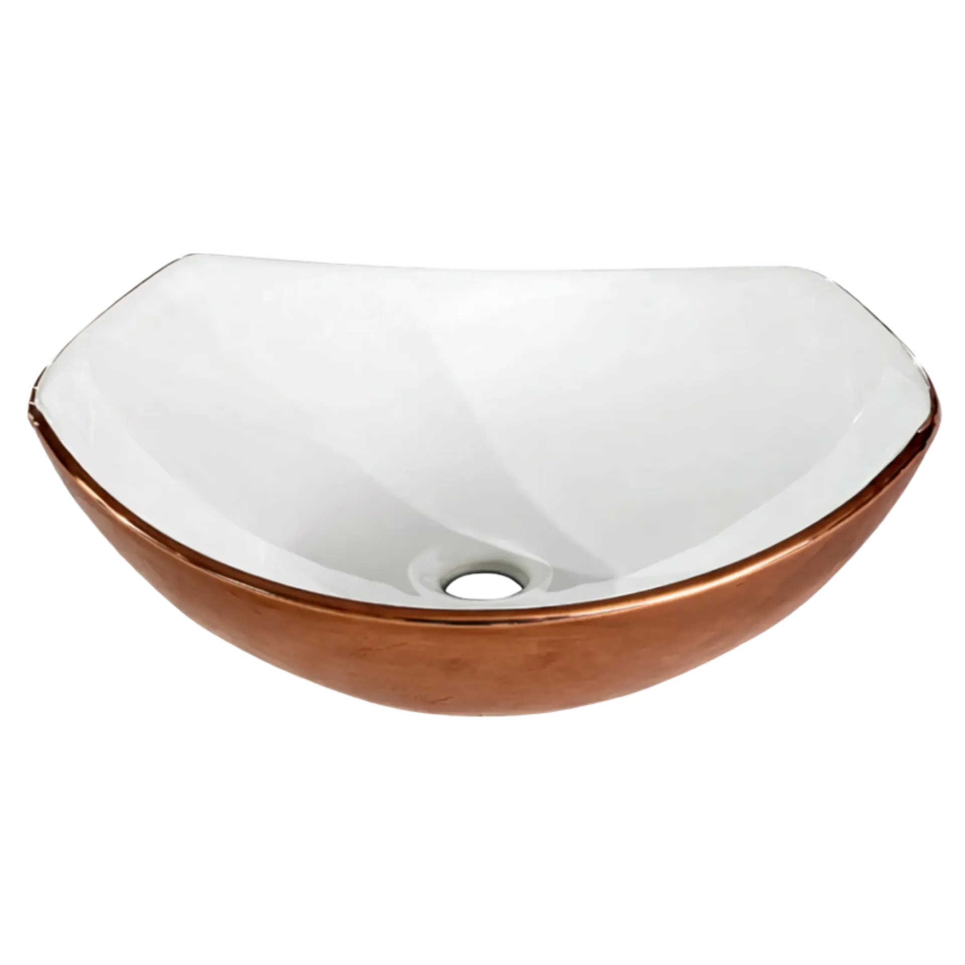 LAVAMANOS OVALADO 40CM BLANCO Y ROSE GOLD UNIQUE