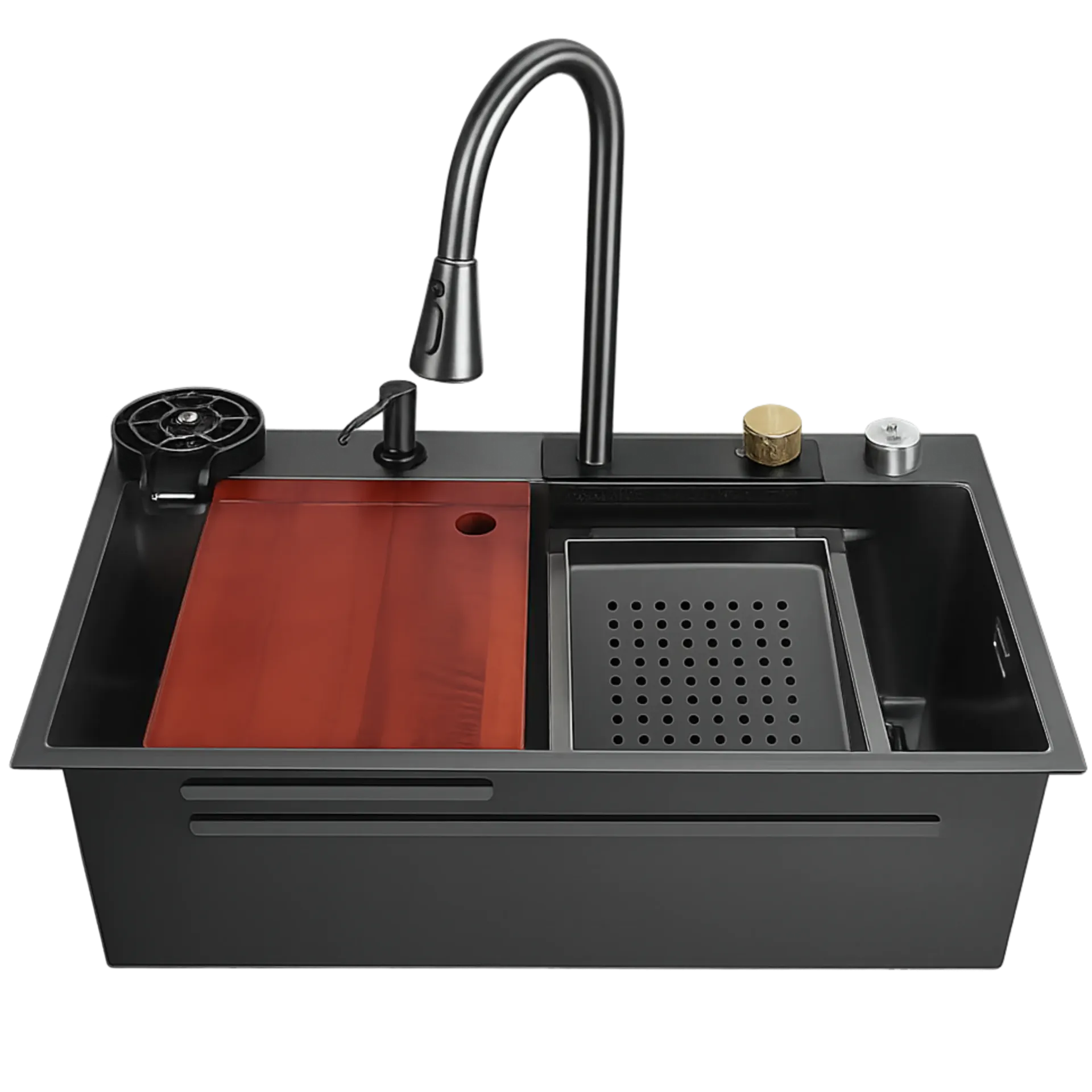 [FRE-1001] FREGADERO MULTIFUNCIONAL DE UNA TINA 76CM NEGRO MATE UNIQUE