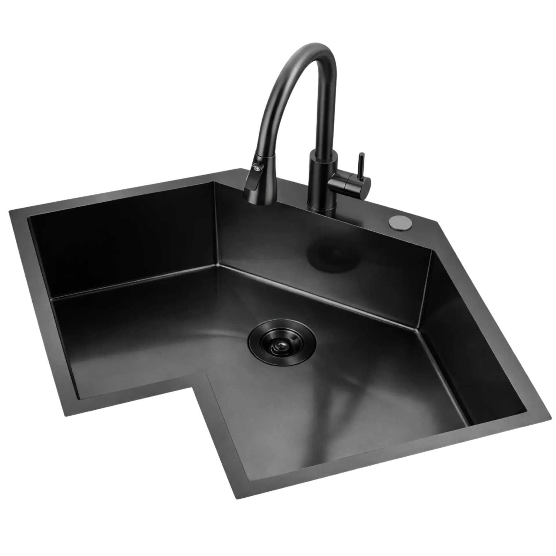 [FRE-701] FREGADERO ESQUINERO 63CM NEGRO MATE UNIQUE