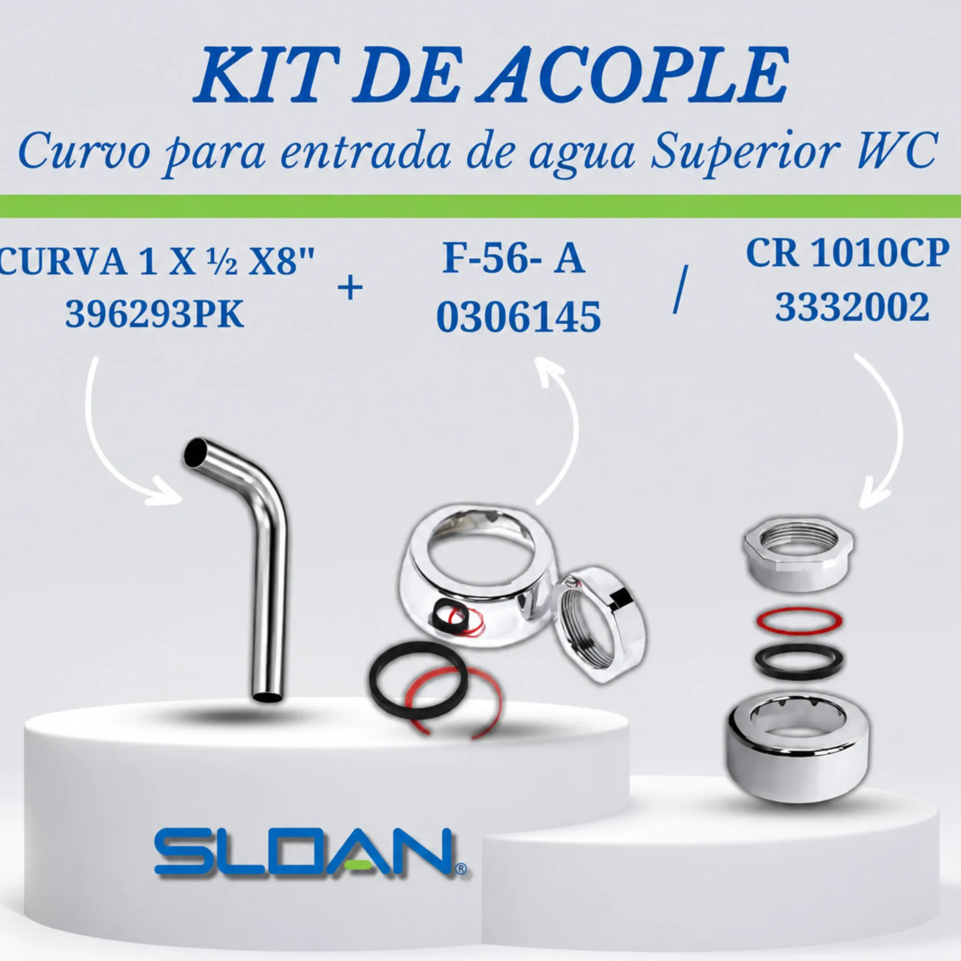 KIT-ACOPLE CURVO PARA ENTRADA DE AGUA SUPERIOR WC SLOAN