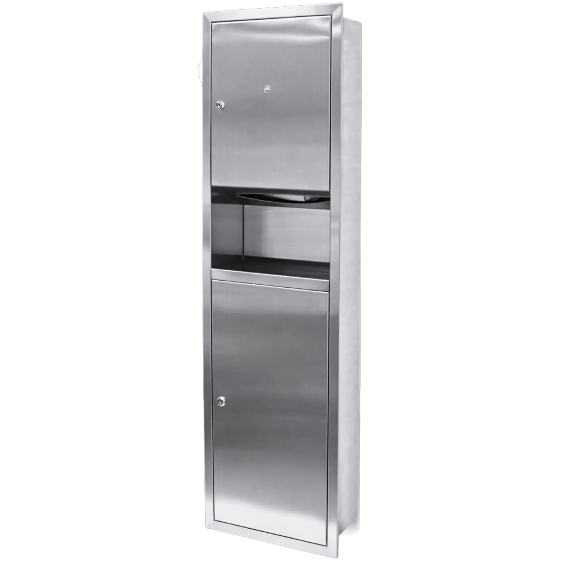 [CLD-5832] DISPENSADOR DE TOALLIN CON PAPELERA PARA EMPOTRAR SATINADO MA