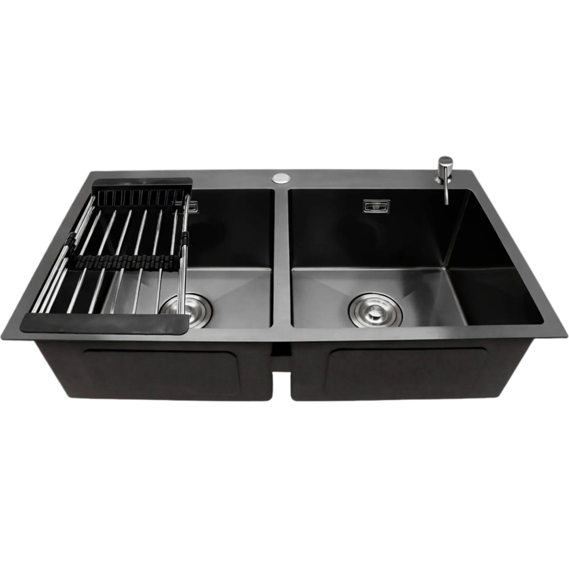 FREGADERO DOBLE TINA 82CM NEGRO MATE MA