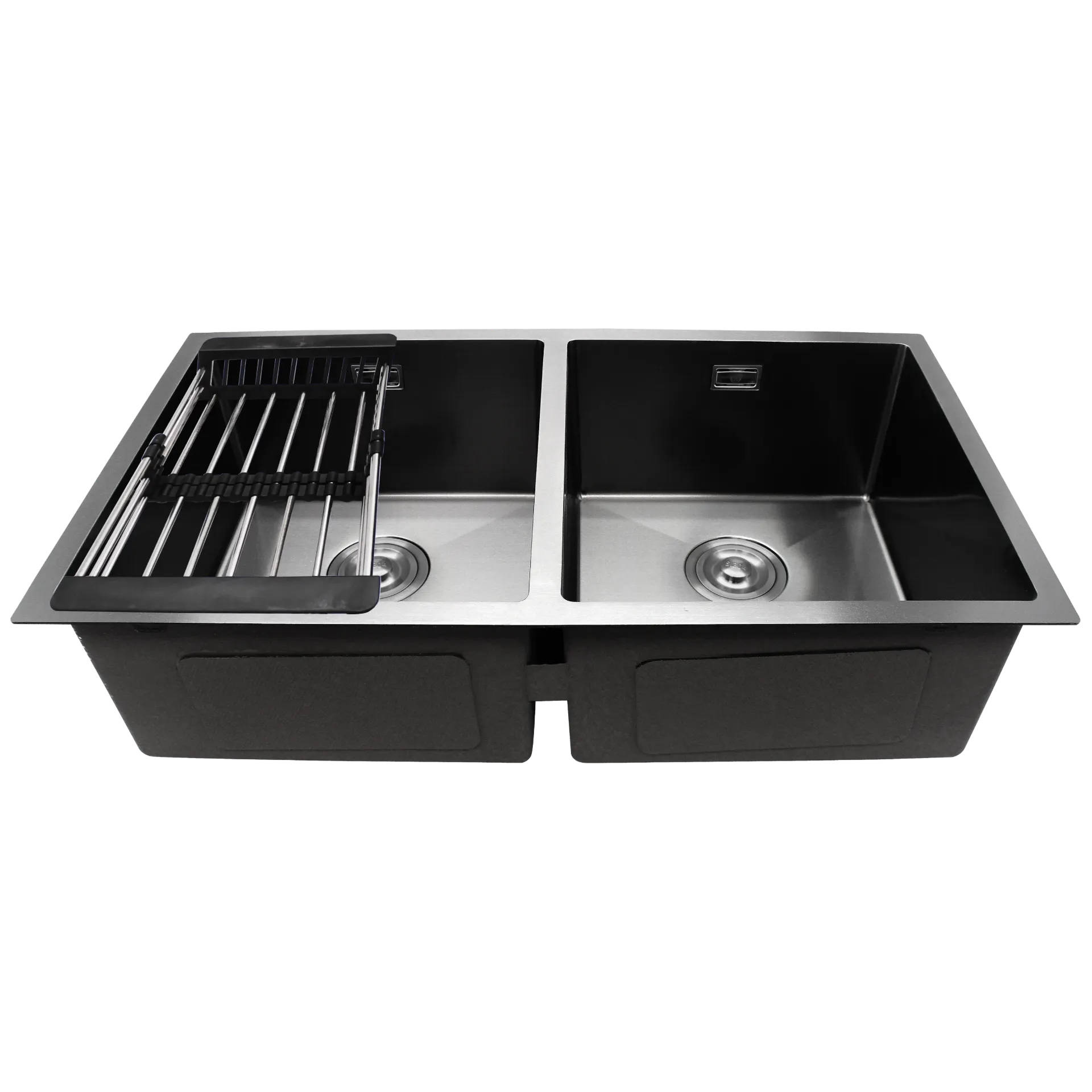 FREGADERO DOBLE TINA 82CM NEGRO MATE MA