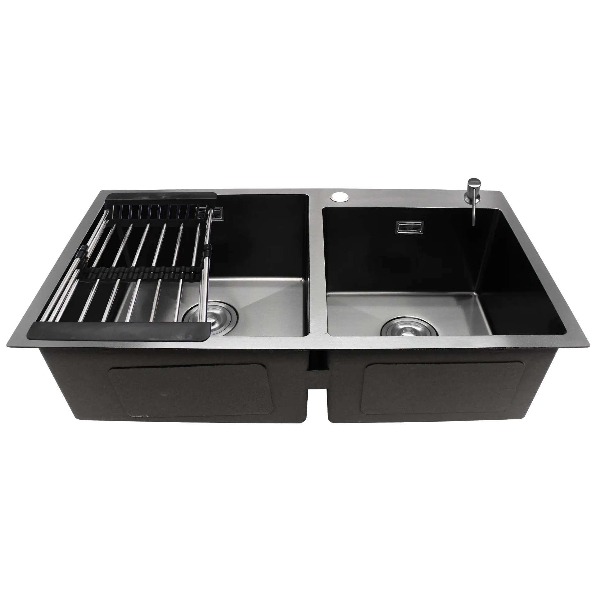 FREGADERO DOBLE TINA 82CM NEGRO MATE MA