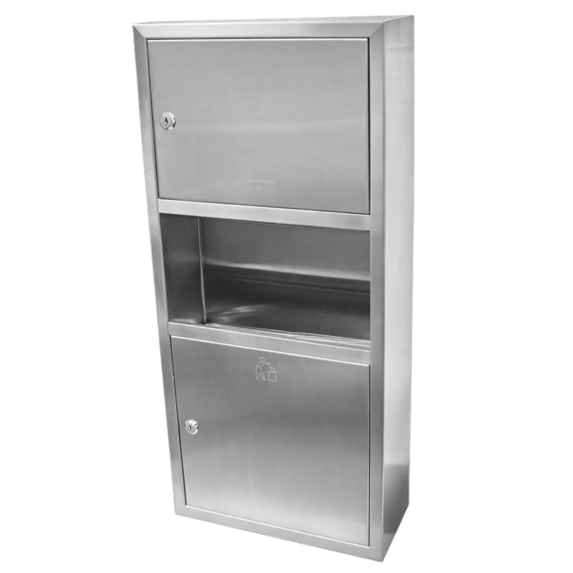 [CLD-5833] DISPENSADOR DE TOALLIN CON PAPELERA PARA EMPOTRAR SATINADO MA