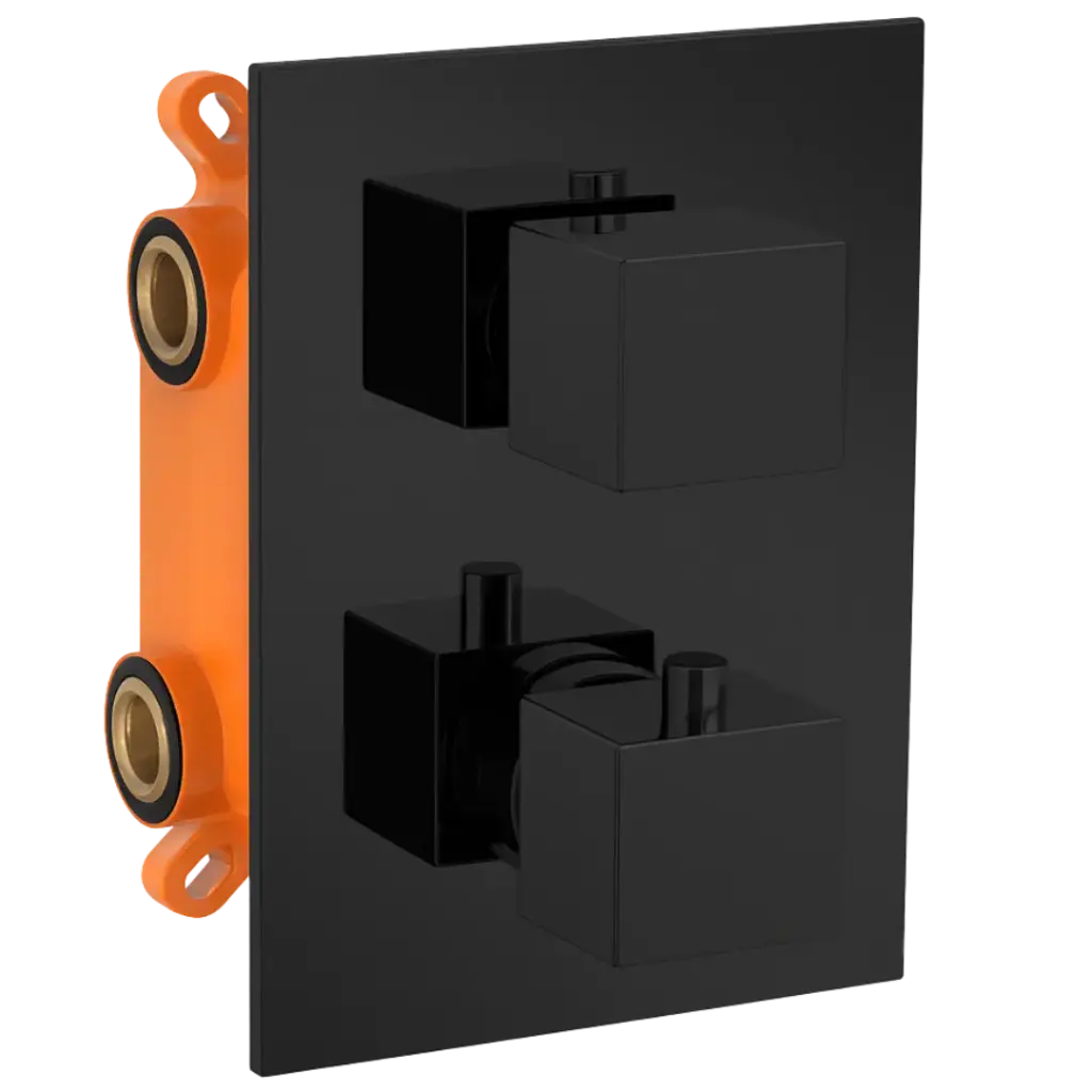 [GRUDU-015] GRUPO DE DUCHA TERMOSTATICO 3 FUNCIONES VALENCIA NEGRO MATE EUROPA