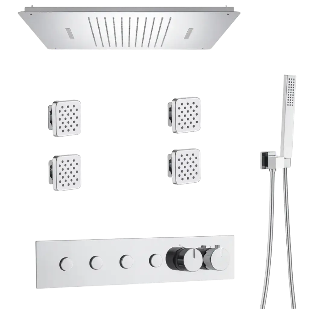 [GRUDU-031] SET DE DUCHA TERMOSTATICO 4 FUNCIONES CROMADO EUROPA