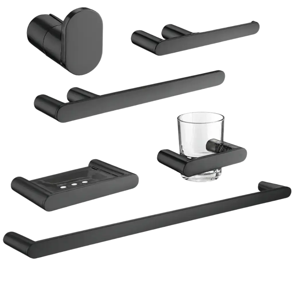 [ACCE-014] SET DE ACCESORIOS 6 PIEZAS TOLEDO NEGRO MATE EUROPA