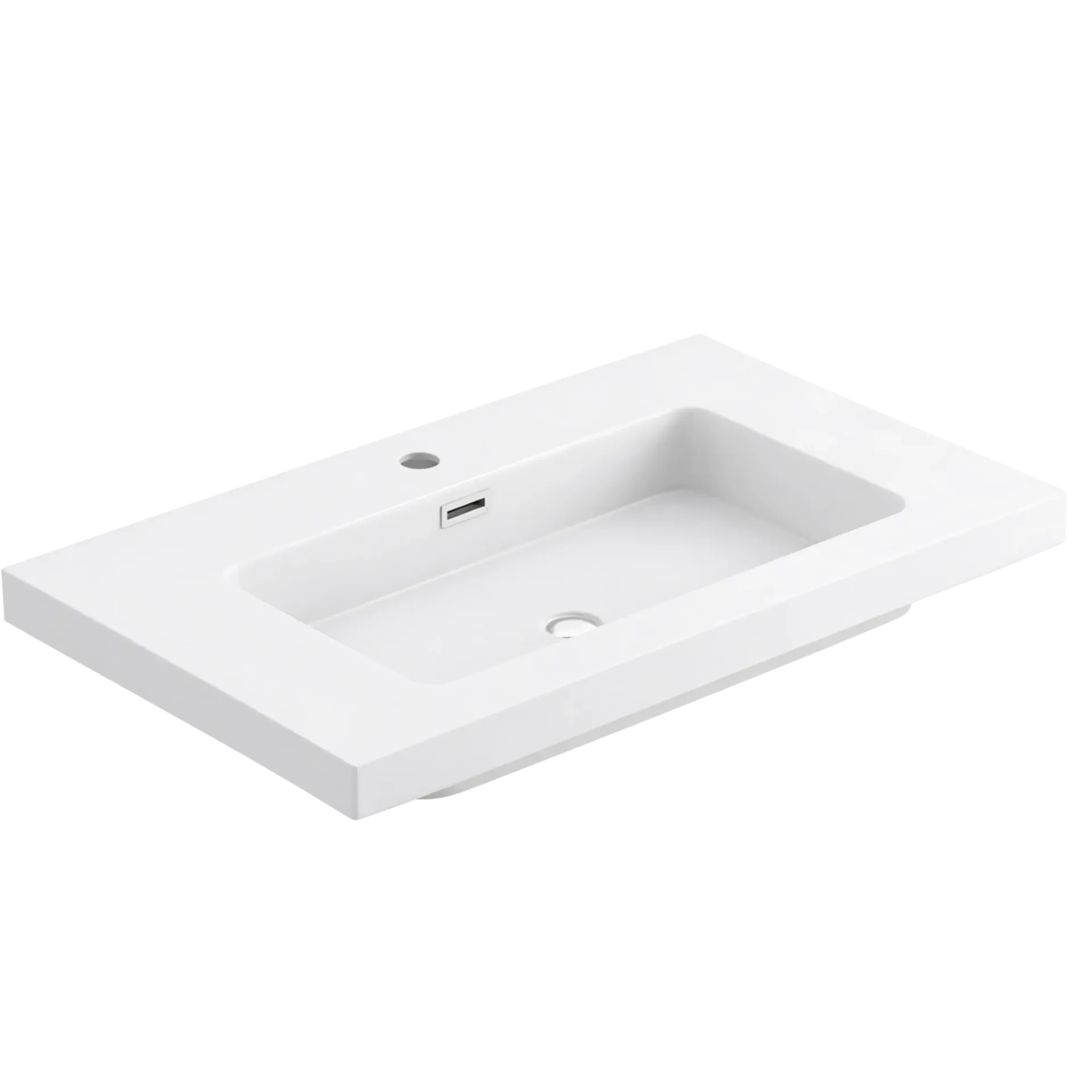 LAVAMANOS DE EMPOTRAR DE RESINA 81CM BLANCO MATE EUROPA