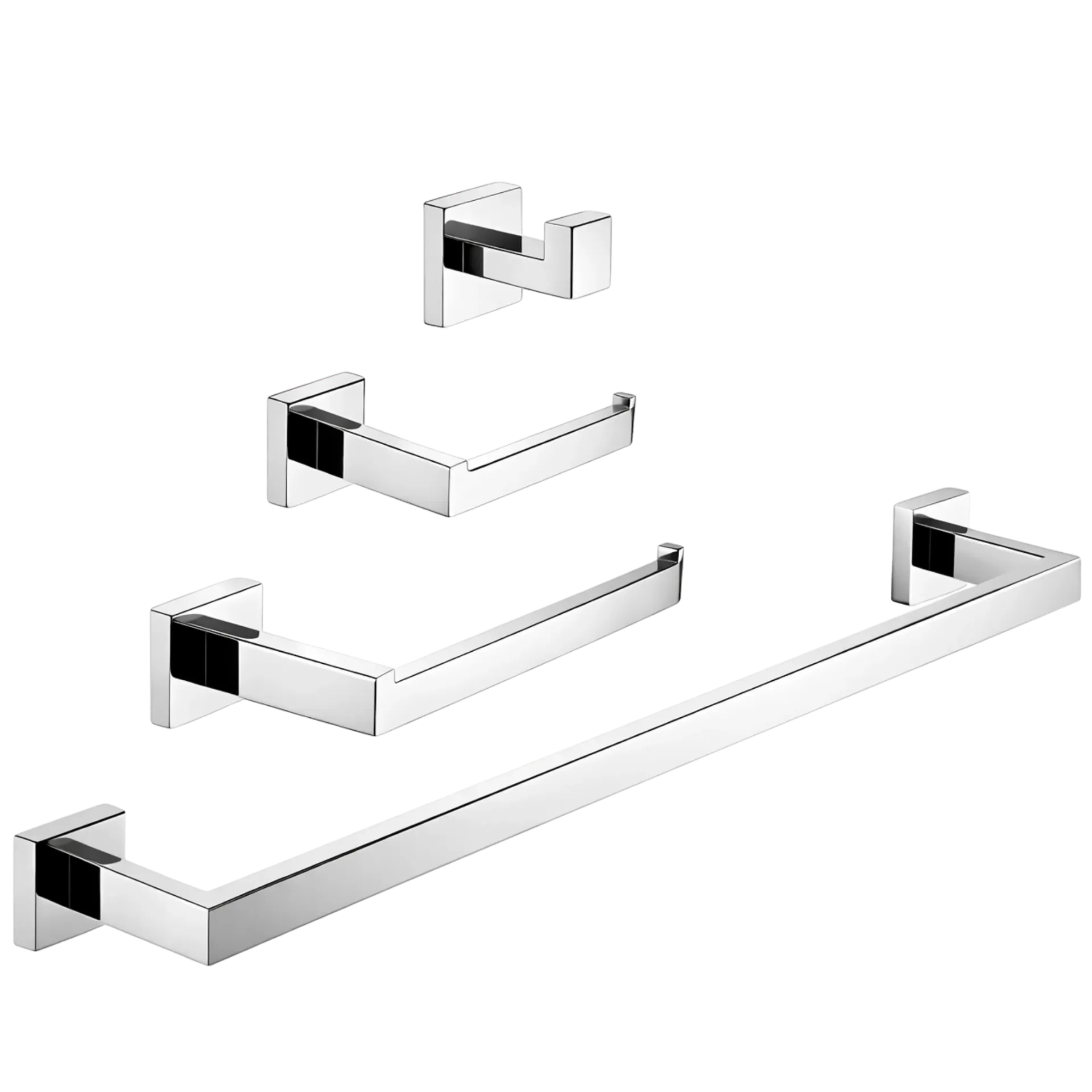 [9600-4CR] SET DE ACCESORIOS CUADRADOS CROMADO SG