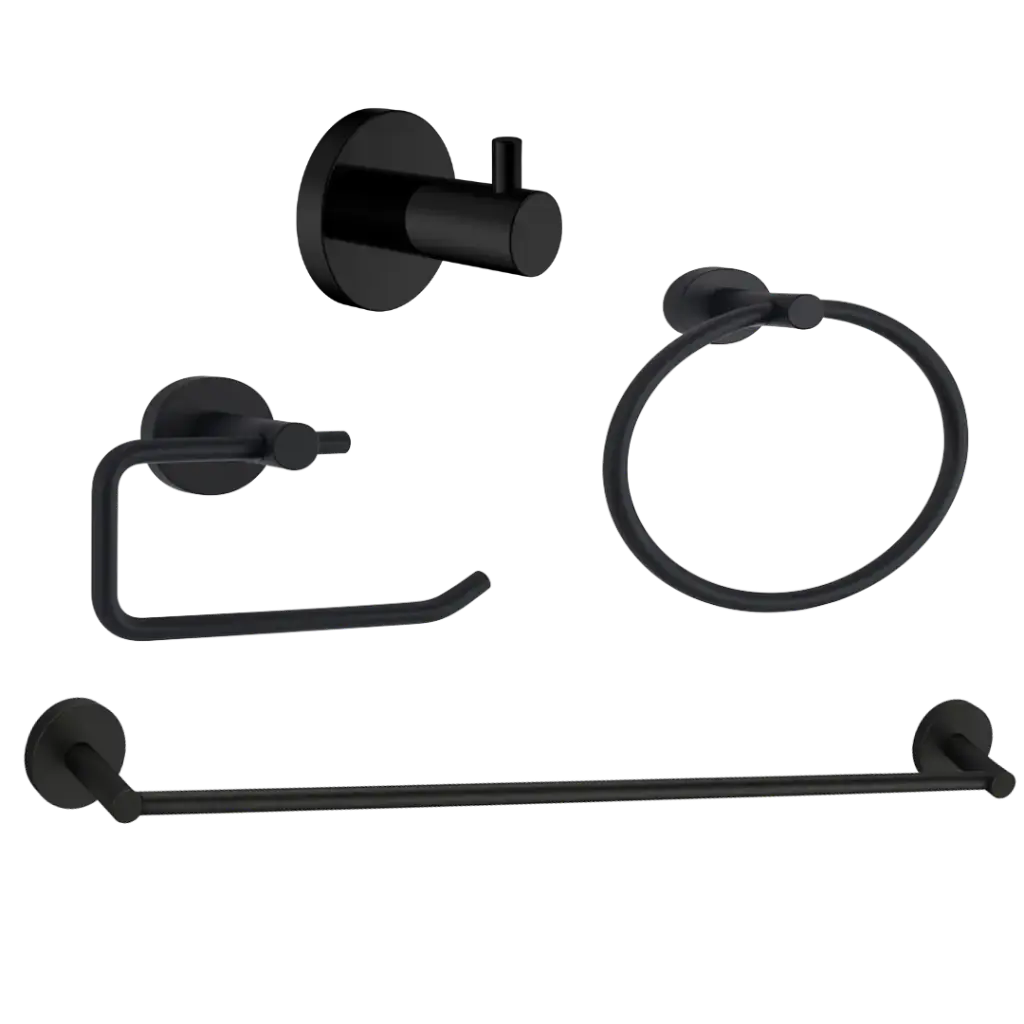 [ACCE-036] SET DE ACCESORIOS 4 PIEZAS SALERNO NEGRO MATE EUROPA