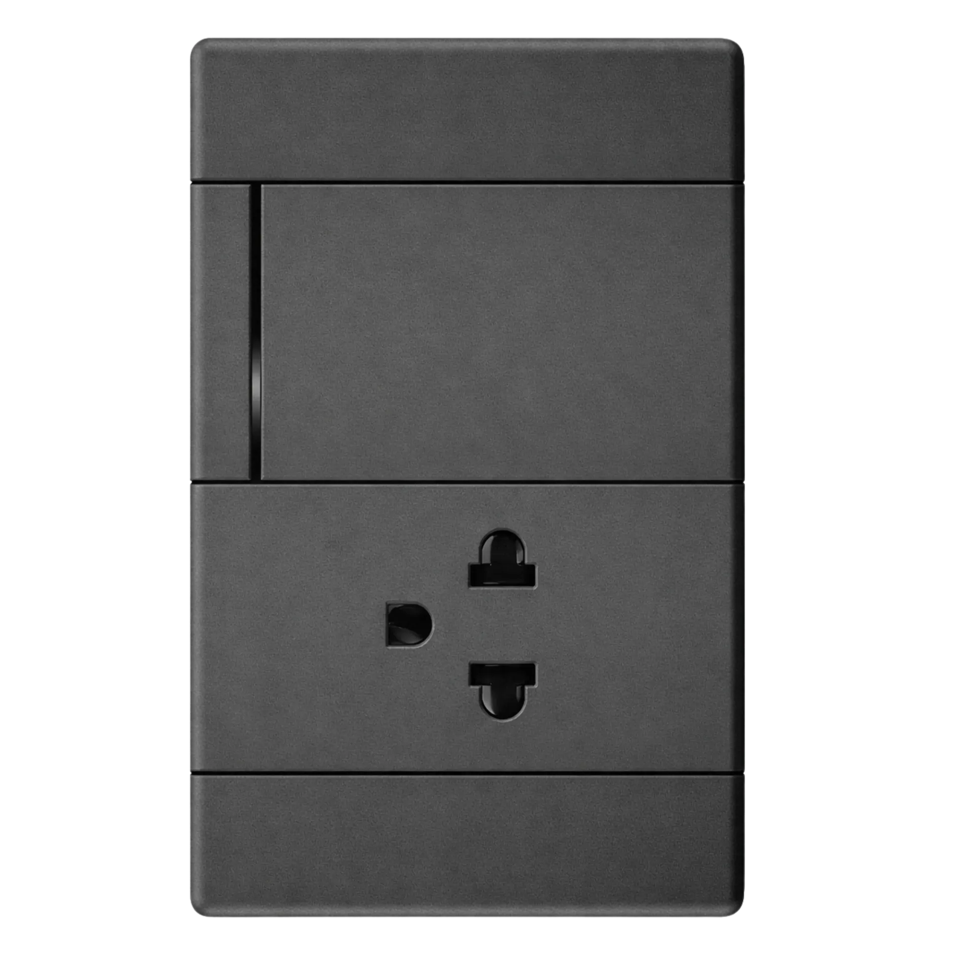 INTERRUPTOR Y TOMA CORRIENTE SIMPLE GRIS OSCURO SP