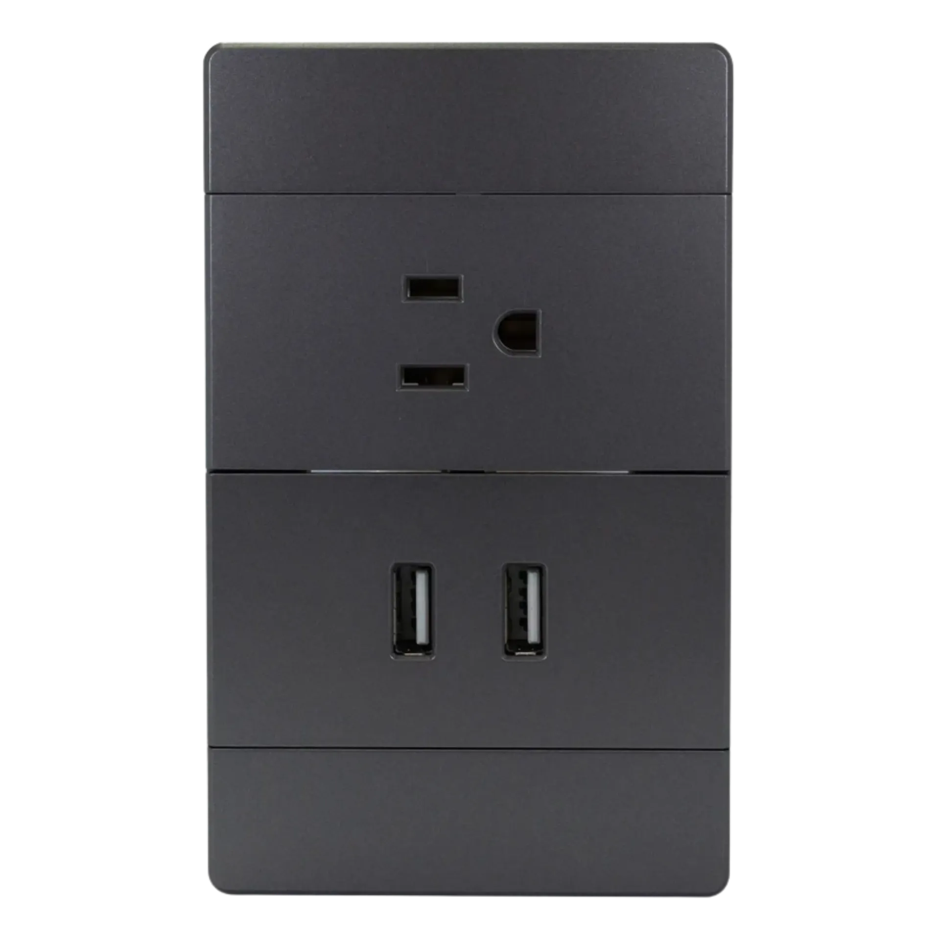 TOMA CORRIENTE SIMPLE Y USB DOBLE GRIS OSCURO SP