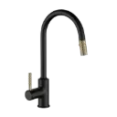 GRIFERIA DE FREGADERO CAGLIARI NEGRO MATE + GOLD EUROPA