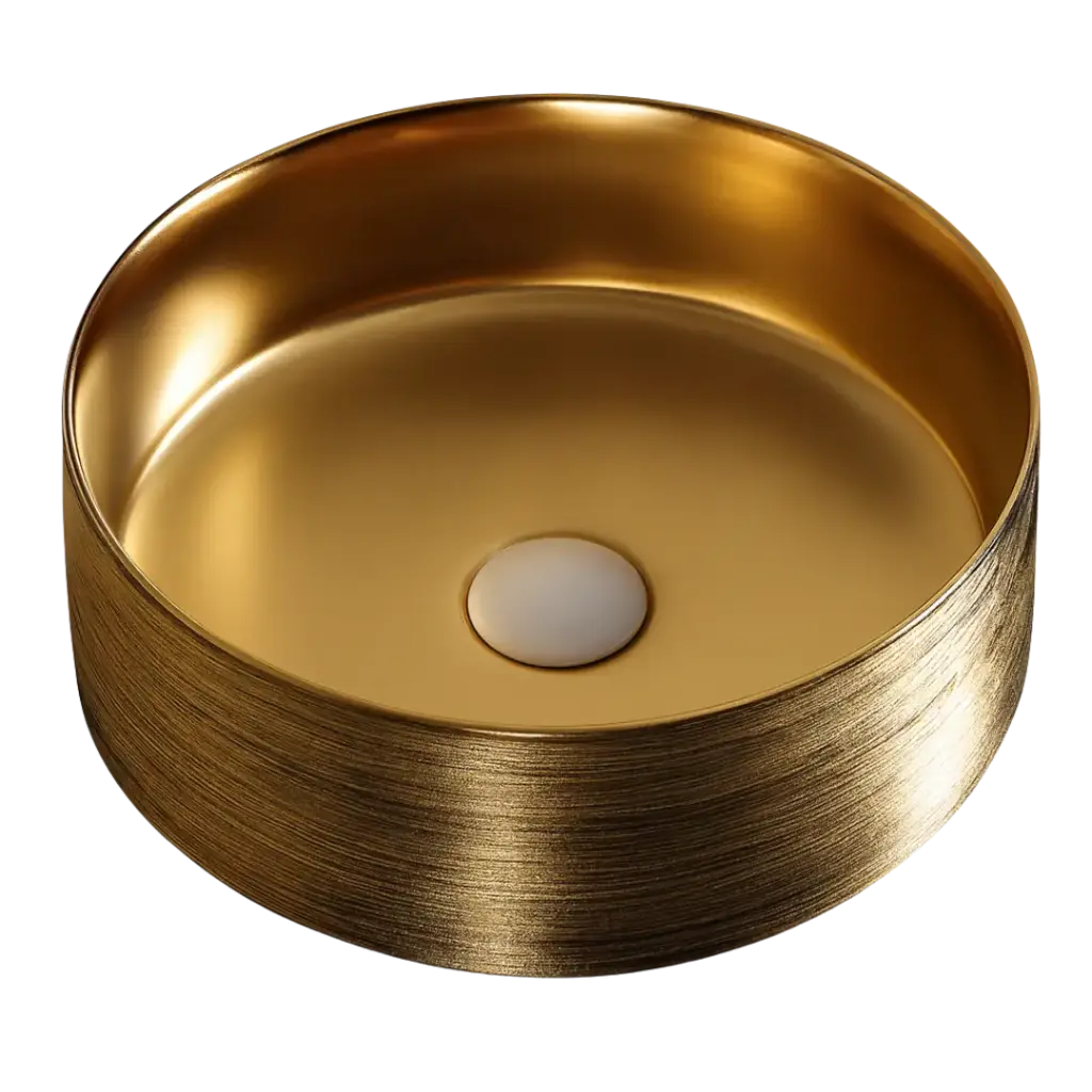 [LV-030] LAVAMANOS REDONDO 36CM DORADO BRILLANTE EUROPA