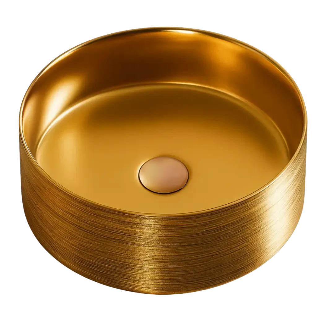 [LV-029] LAVAMANOS REDONDO 36CM GOLD ROSE EUROPA