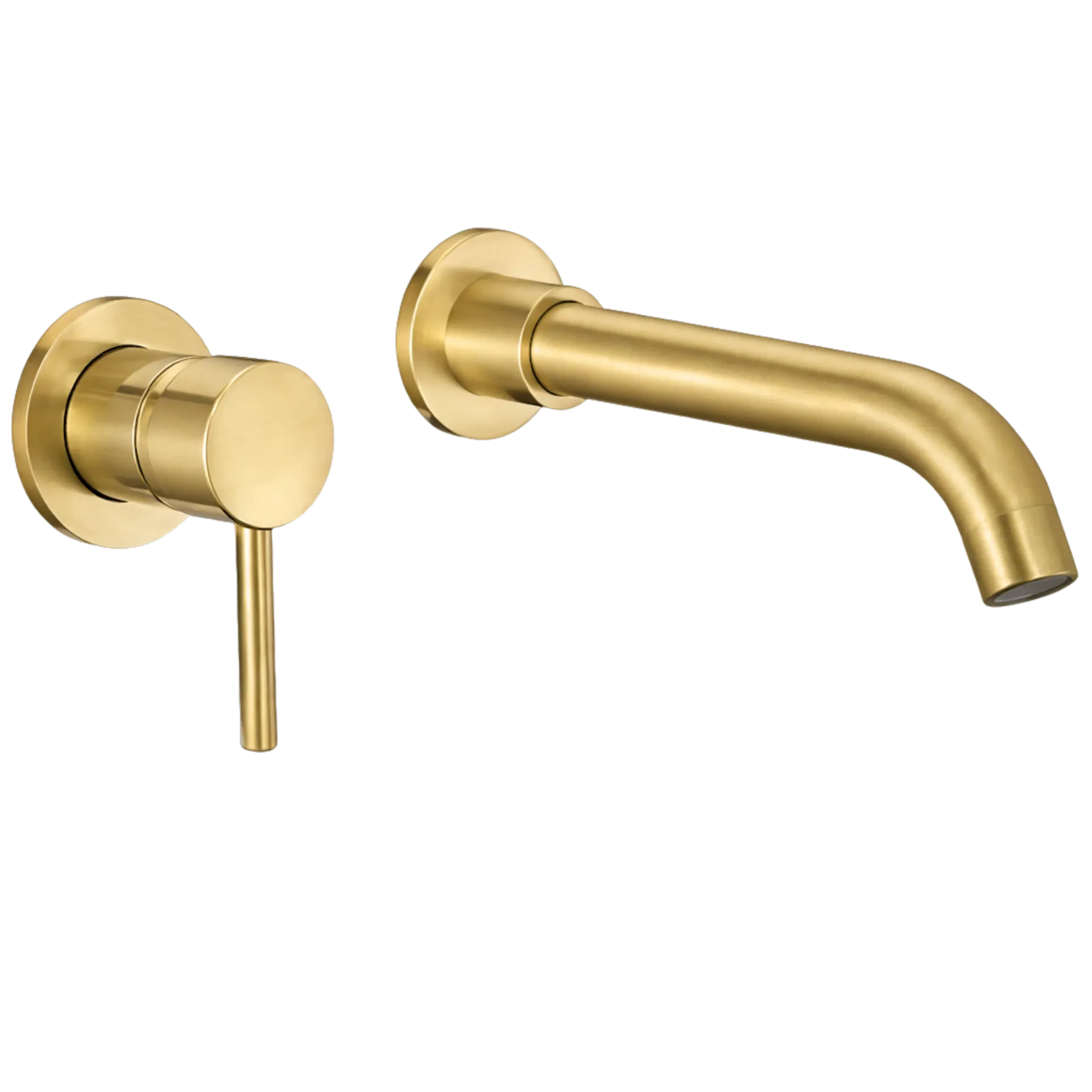 GRIFERIA DE LAVAMANOS DE PARED GOLA DORADO MATE RIVER