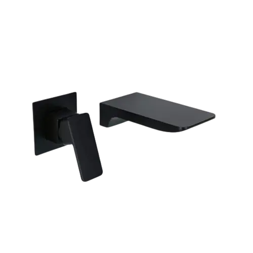 [RIV-450N] GRIFERIA DE LAVAMANOS DE PARED CASCADA NEGRO MATE RIVER