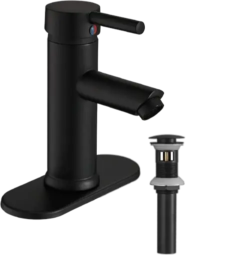 [RIV-402-N] GRIFERIA DE LAVAMANOS BAJA CON DESAGUE NEGRO MATE RIVER