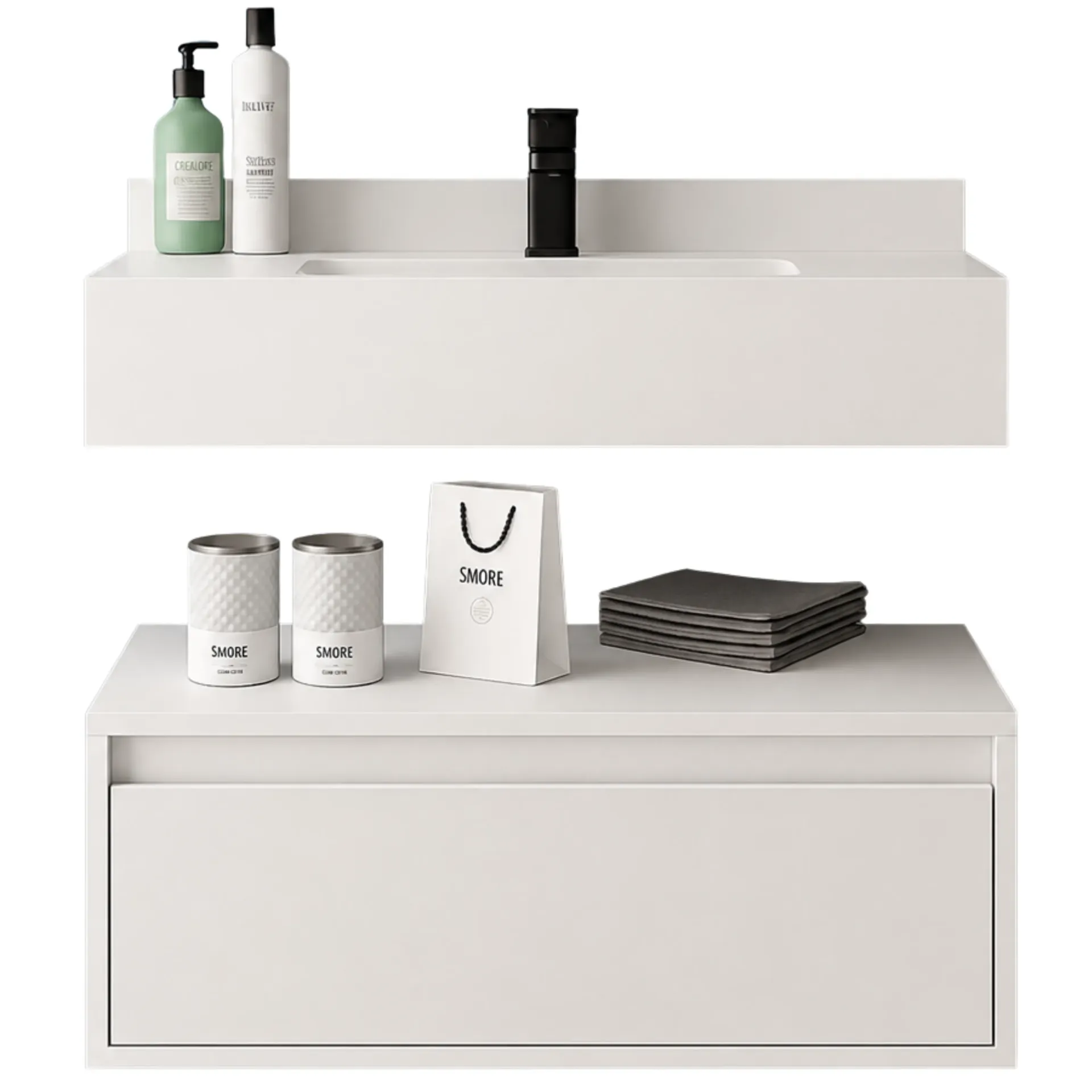 [RIV-MUE/8112-60B] MUEBLE DE BAÑO HILTON 60CM DE PIEDRA SINT. BLANCO RIVER