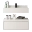 MUEBLE DE BAÑO HILTON 60CM DE PIEDRA SINT. BLANCO/GRIS RIVER