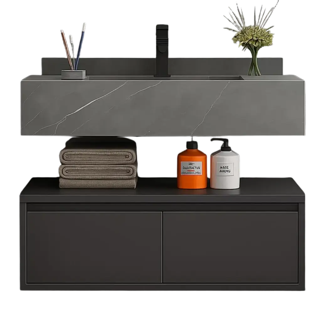 [RIV-MUE/8112-80G] MUEBLE DE BAÑO HILTON 80CM DE PIEDRA SINT. GRIS RIVER