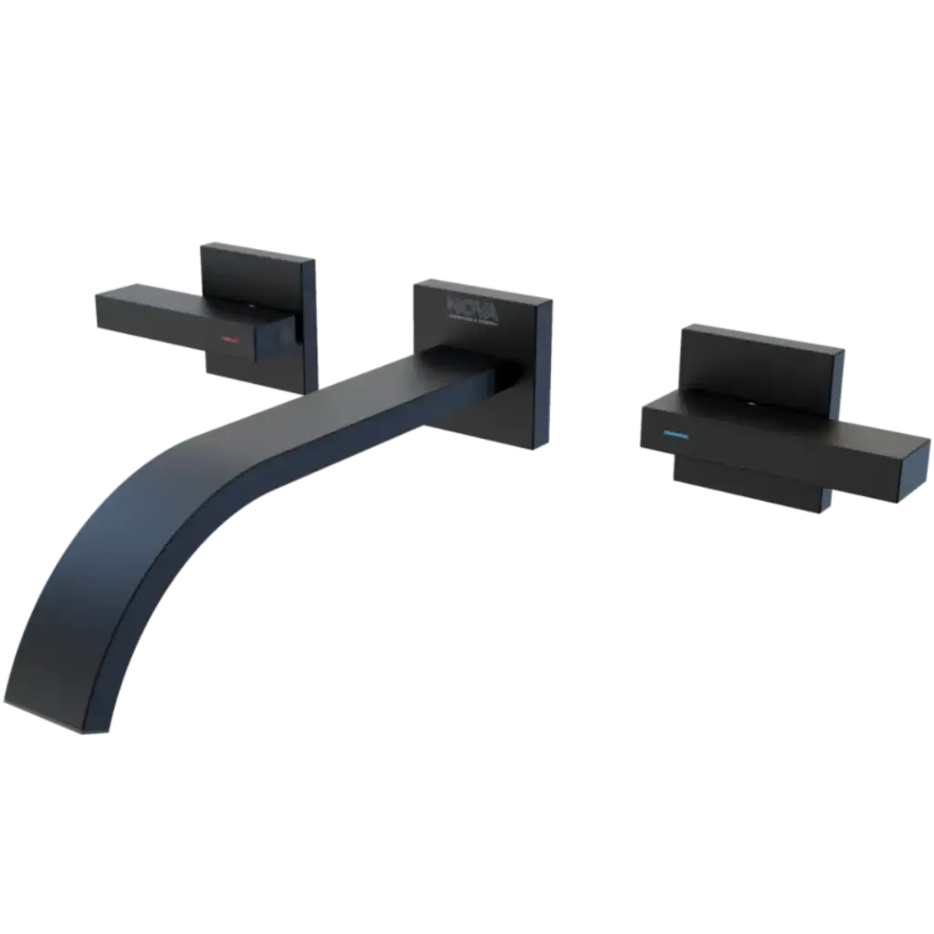 [NVGRI9857] GRIFERIA DE LAVAMANOS DE PARED KUBE NOIR NOVA