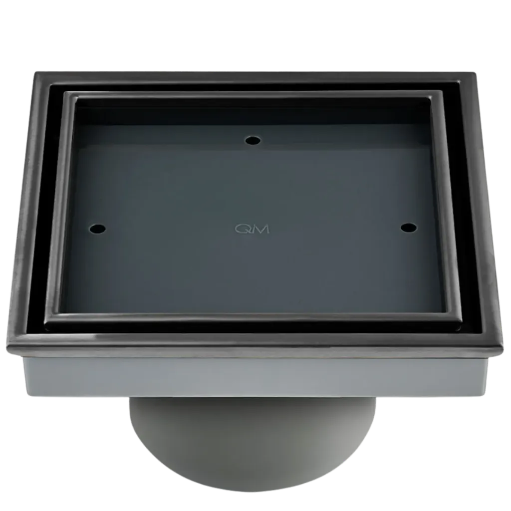 [QM 88.300.04 GR] REJILLA DESAGUE CENTRAL VEIL 10X10CM GUN GREY QUALITY METAL