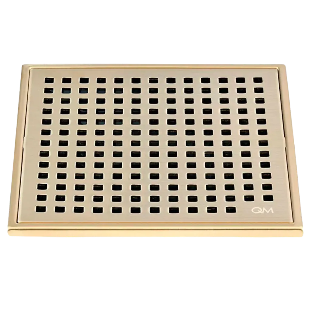 [QM 88.100.06 GD] REJILLA DESAGUE CENTRAL MIRA 15X15CM GOLD QUALITY METAL