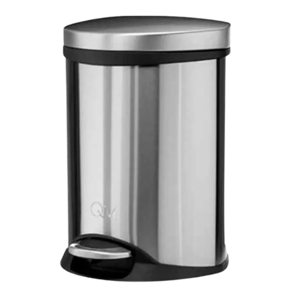 [QM 14.300.1040] PAPELERA OVALADA SATINADO 6L QUALITY METAL