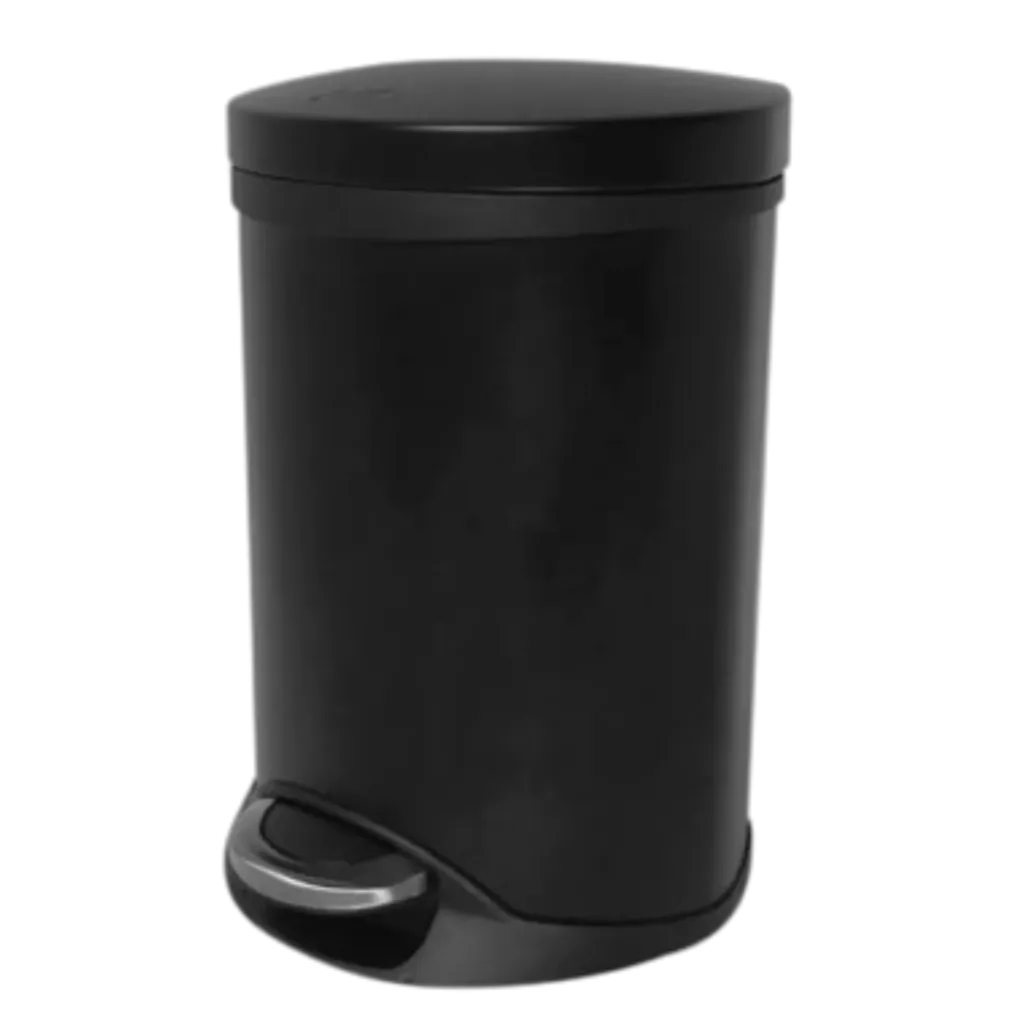 [QM 14.300.1040 B] PAPELERA OVALADA BLACK 6L QUALITY METAL