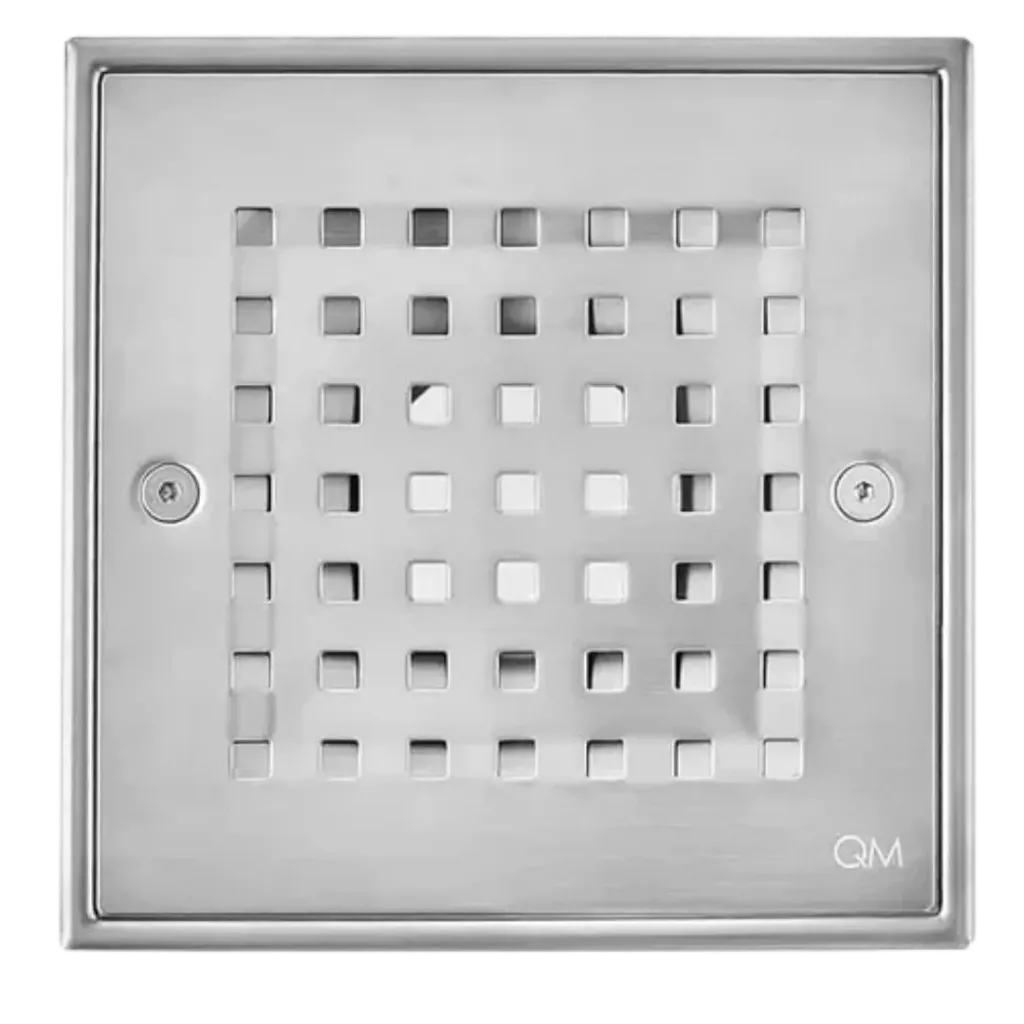 [QM 14.100.2001] REJILLA DESAGUE CENTRAL RIA 14.5X14.5CM SATINADO QUALITY METAL