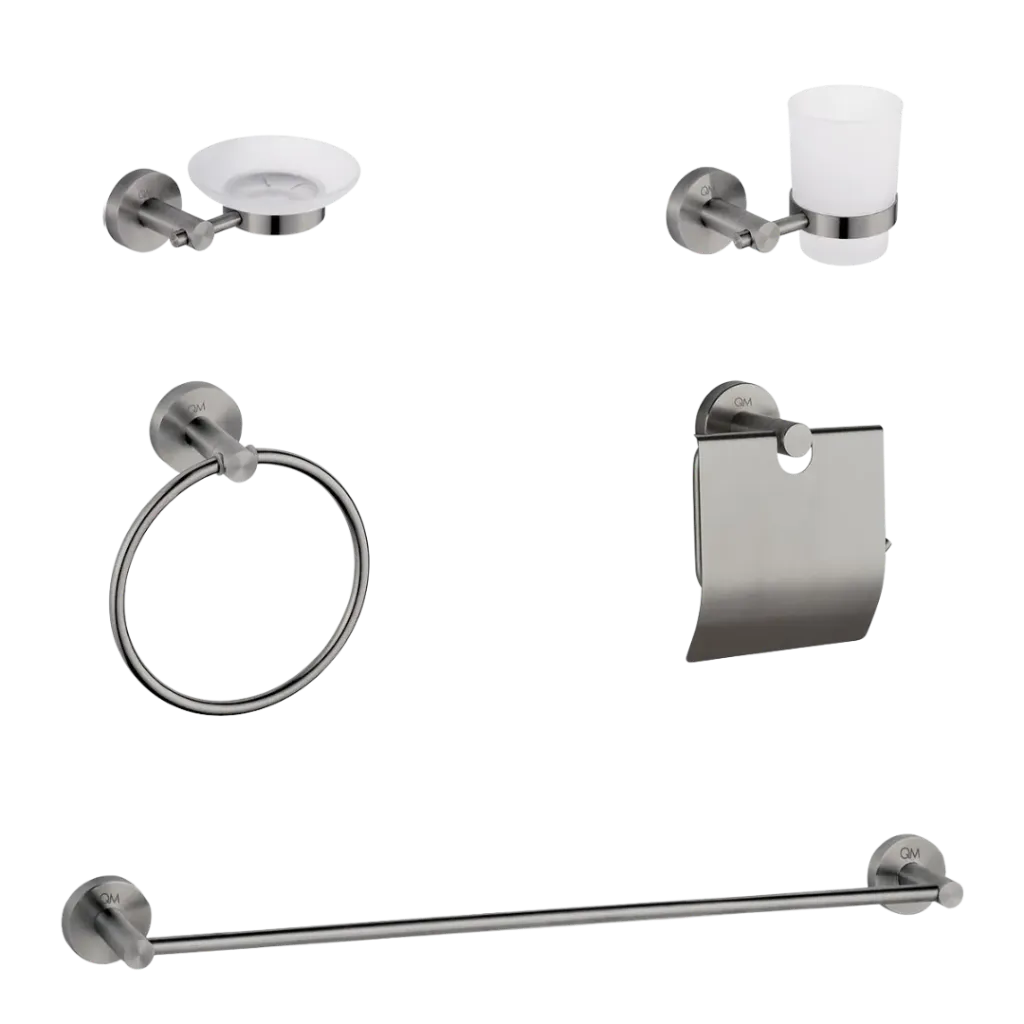 [QM 14.100.1503 GR] SET DE ACCERORIOS 6 PIEZAS RIA GUN GREY QUALITY METAL