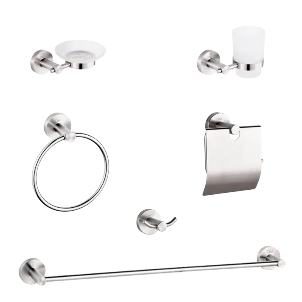 [QM 14.100.1503] SET DE ACCERORIOS 6 PIEZAS RIA SATINADO QUALITY METAL