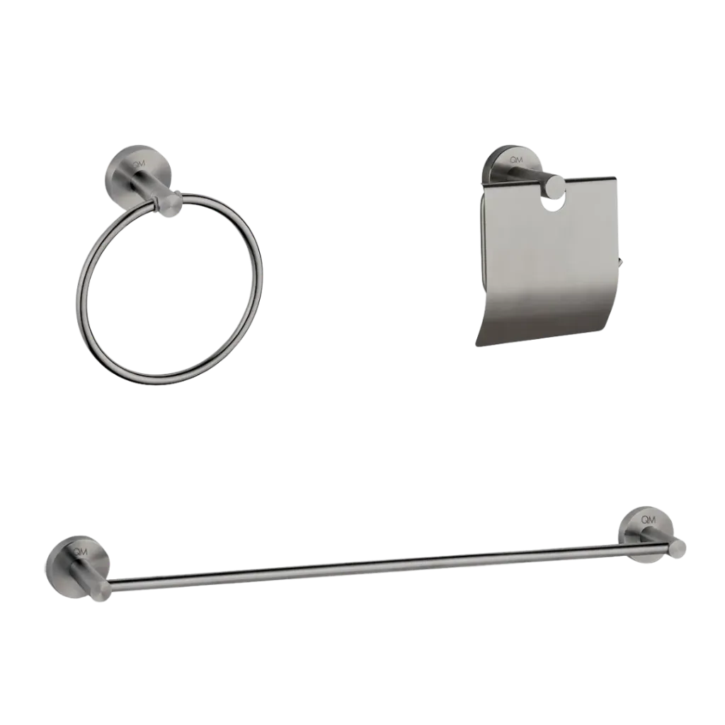 [QM 14.100.1504 GR] SET DE ACCERORIOS 3 PIEZAS RIA GUN GREY QUALITY METAL