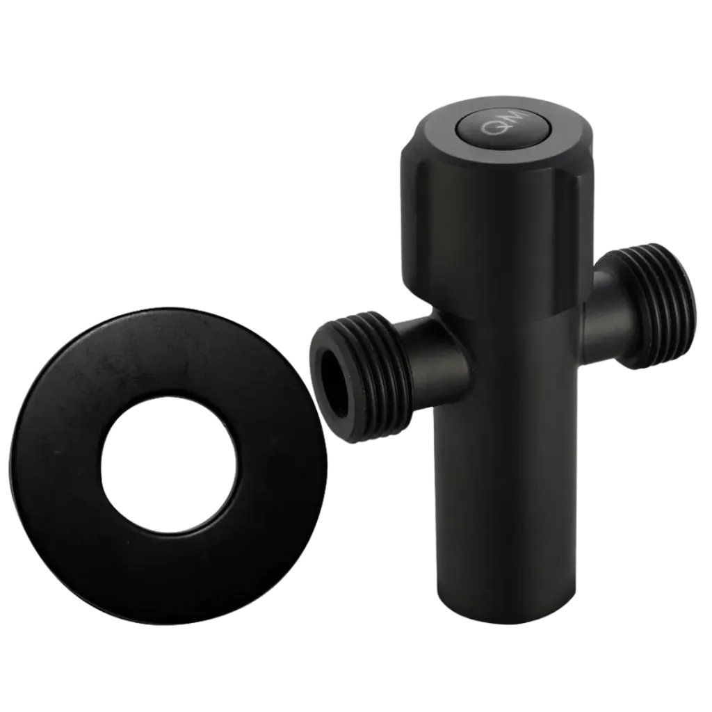 [QM 14.600.012 BK] LLAVE DE ARRESTO DOBLE 1/2" X 1/2" HEMBRA DELTA NEGRO MATE QUALITY METAL