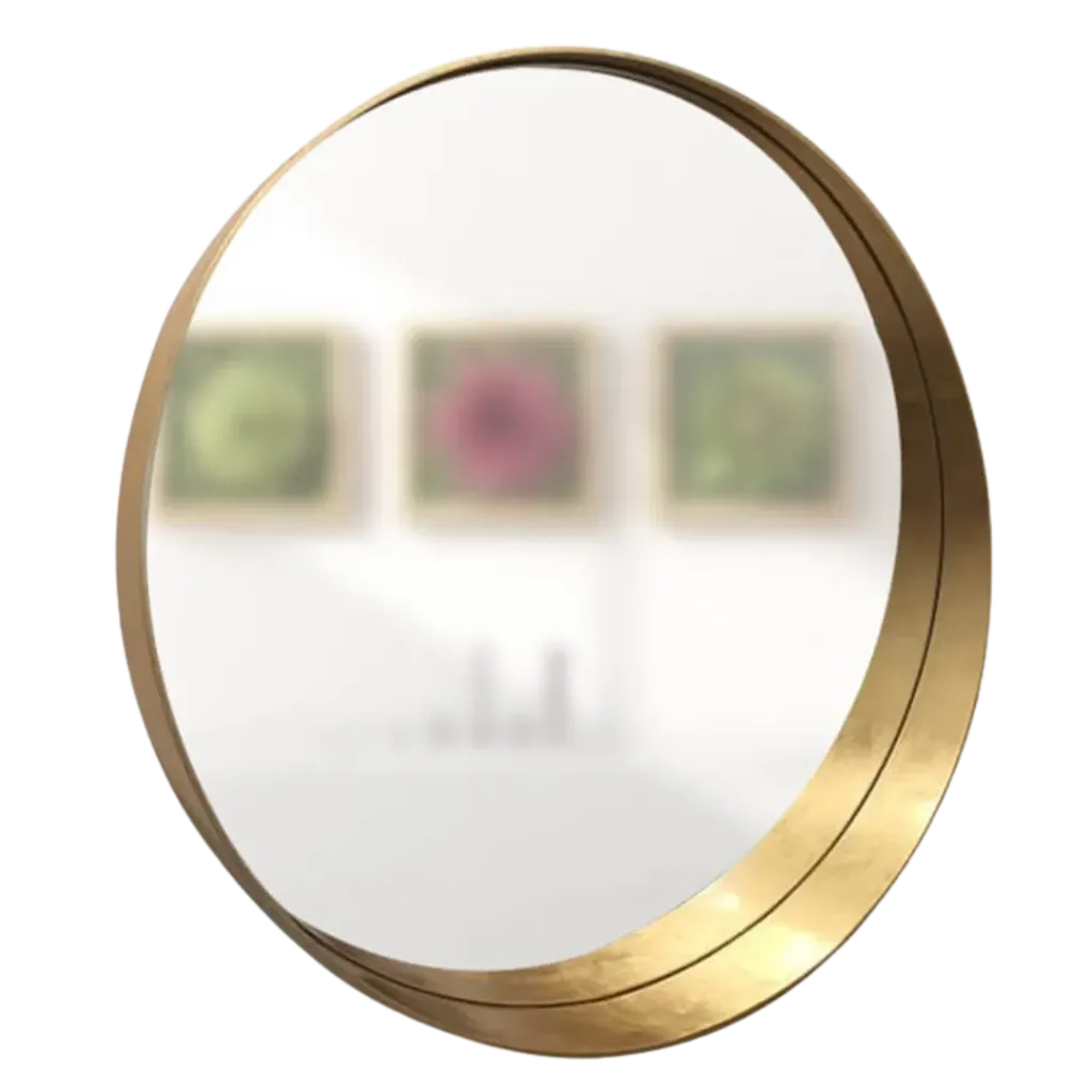 ESPEJO REDONDO ARO 70CM HOJILLA ORO KUBO