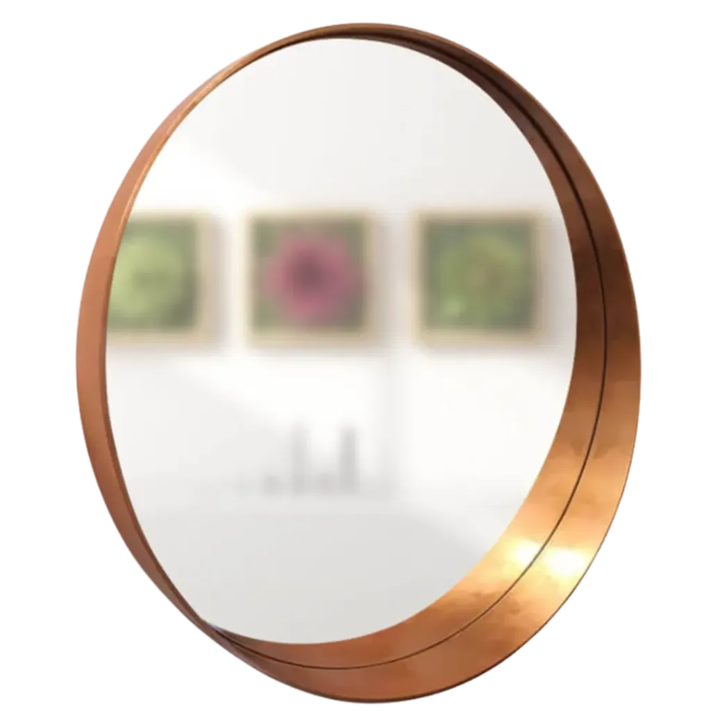 ESPEJO REDONDO ARO 70CM HOJILLA GOLD ROSE KUBO
