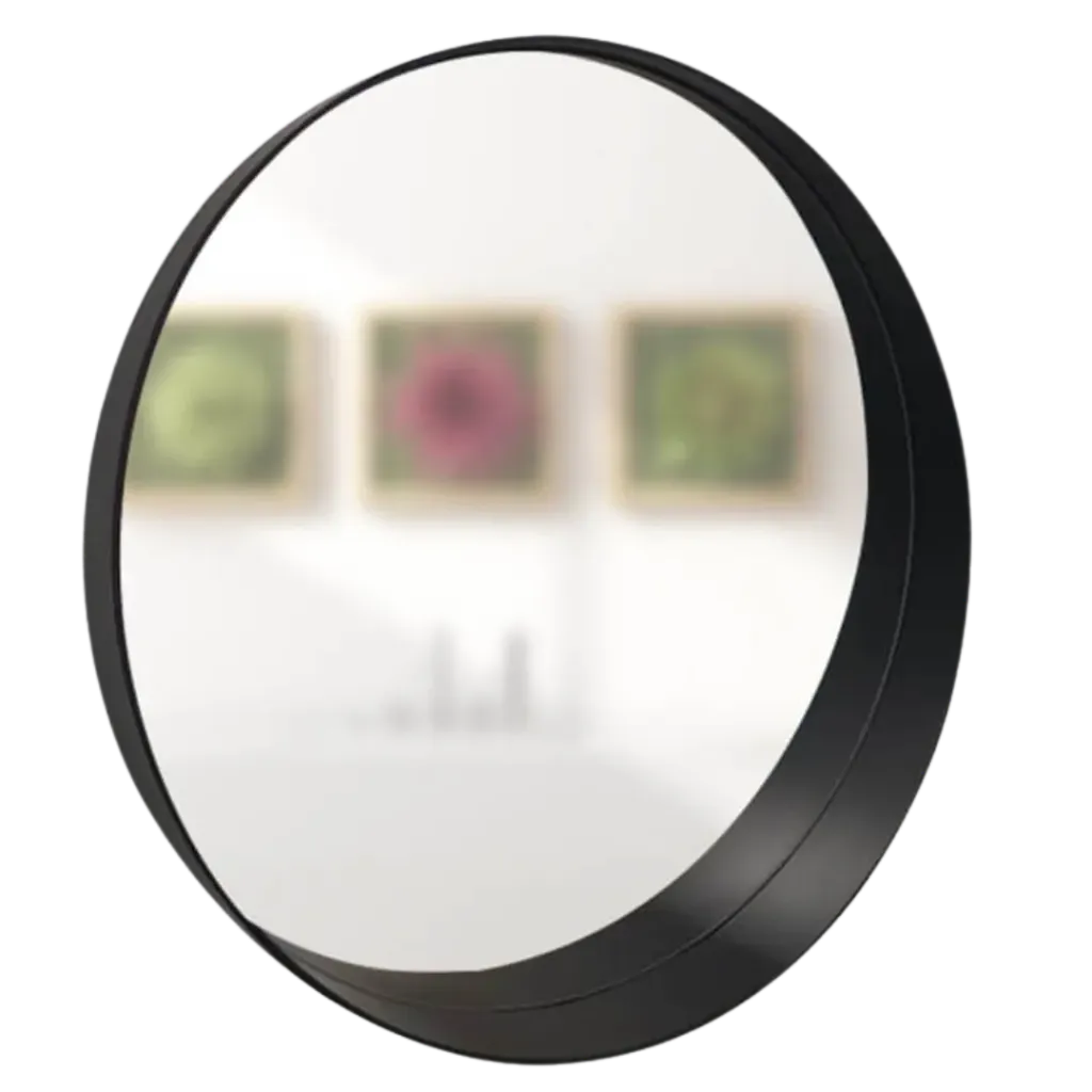 ESPEJO REDONDO ARO 70CM HOJILLA NEGRO KUBO