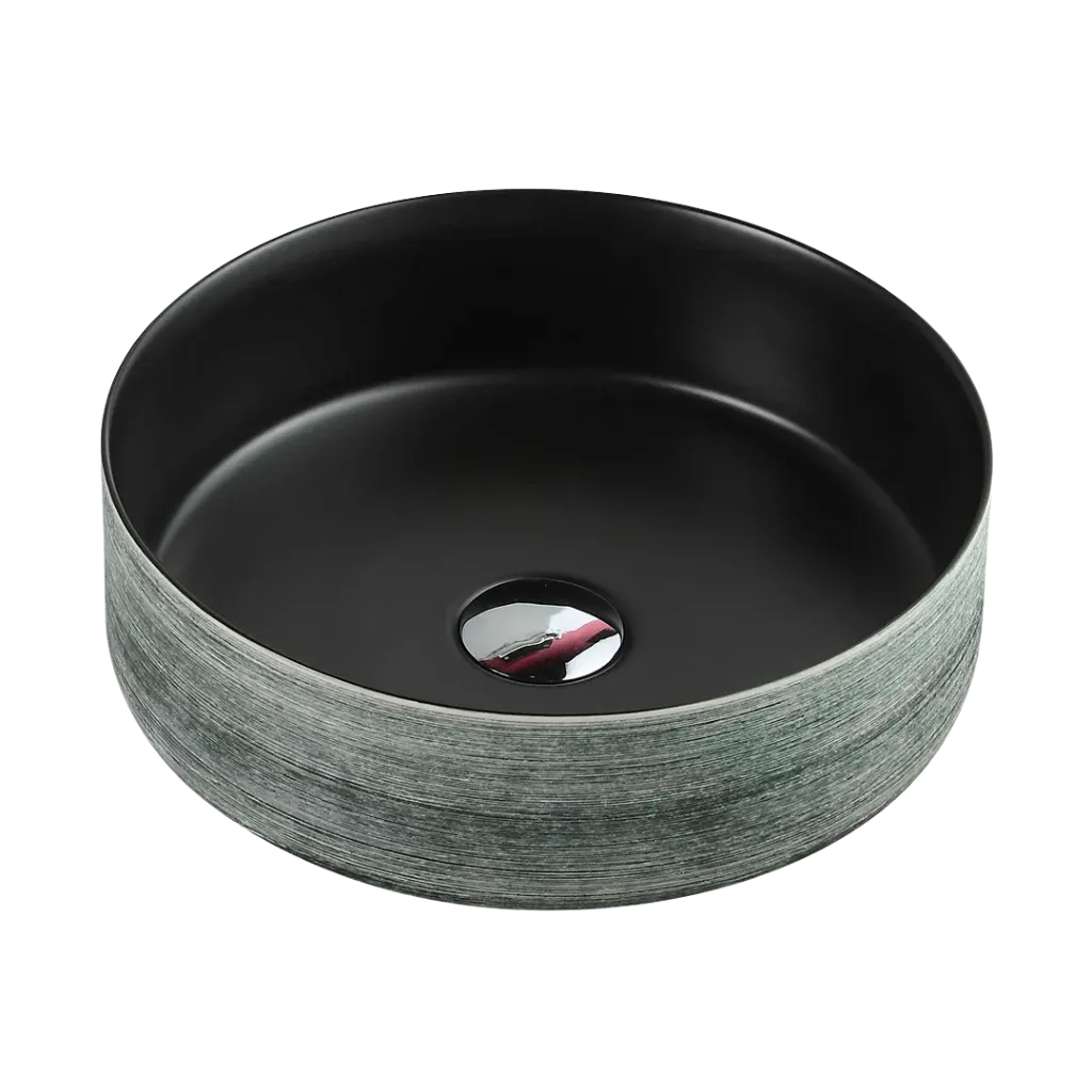 LAVAMANOS REDONDO 35.5CM CEPILLADO NEGRO MATE KUBO