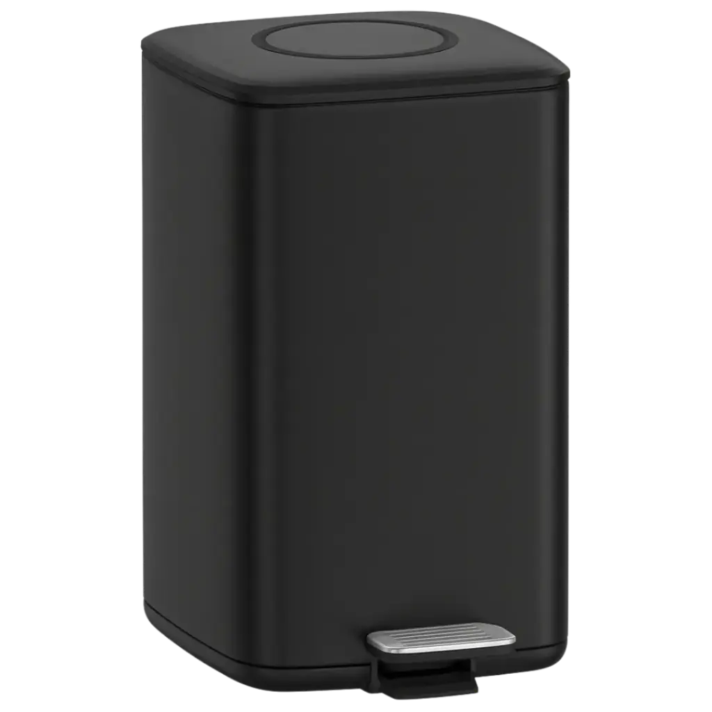 [PAP-001] PAPELERA CUADRADA 9L NEGRO MATE EUROPA