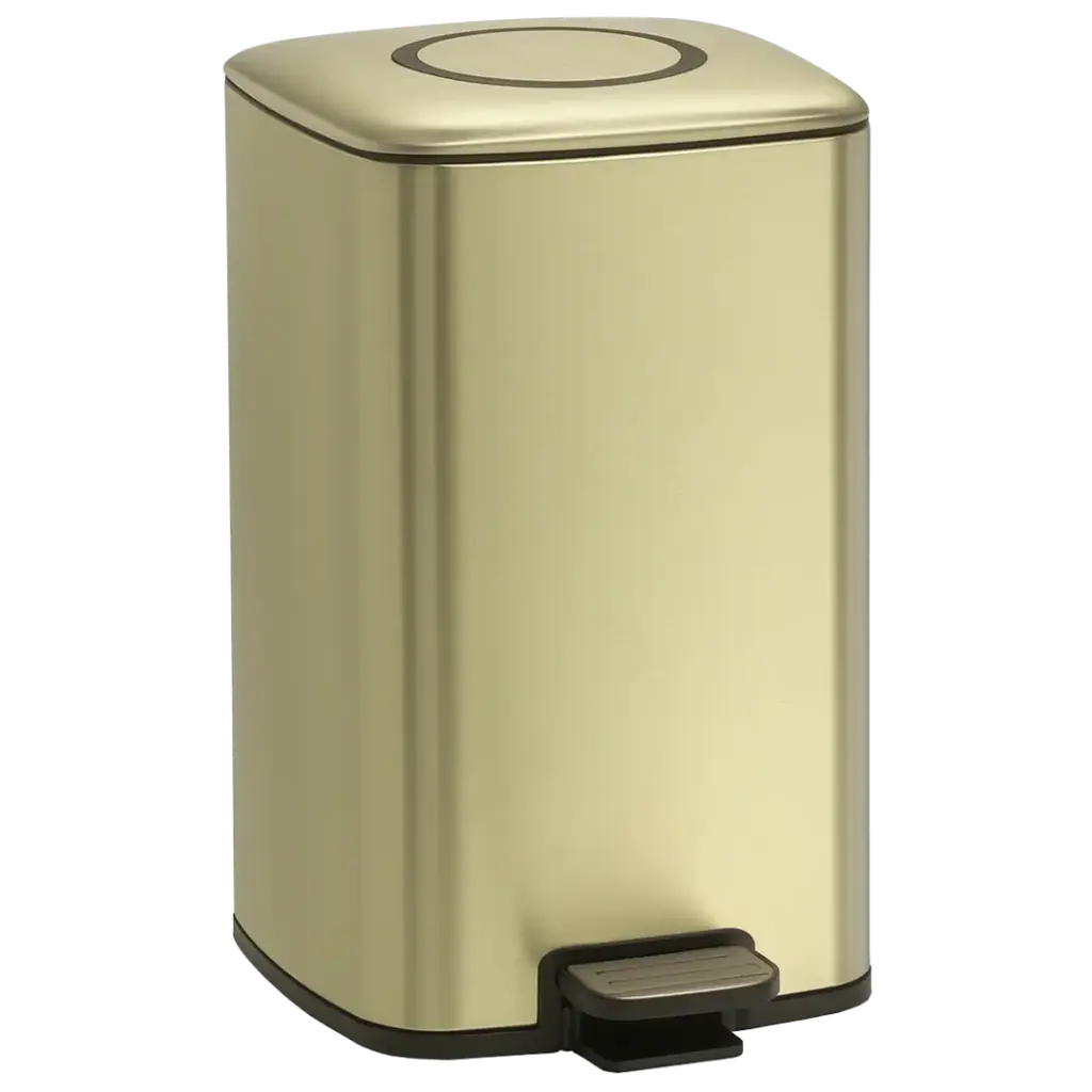 [PAP-002] PAPELERA CUADRADA 9L DORADO MATE EUROPA