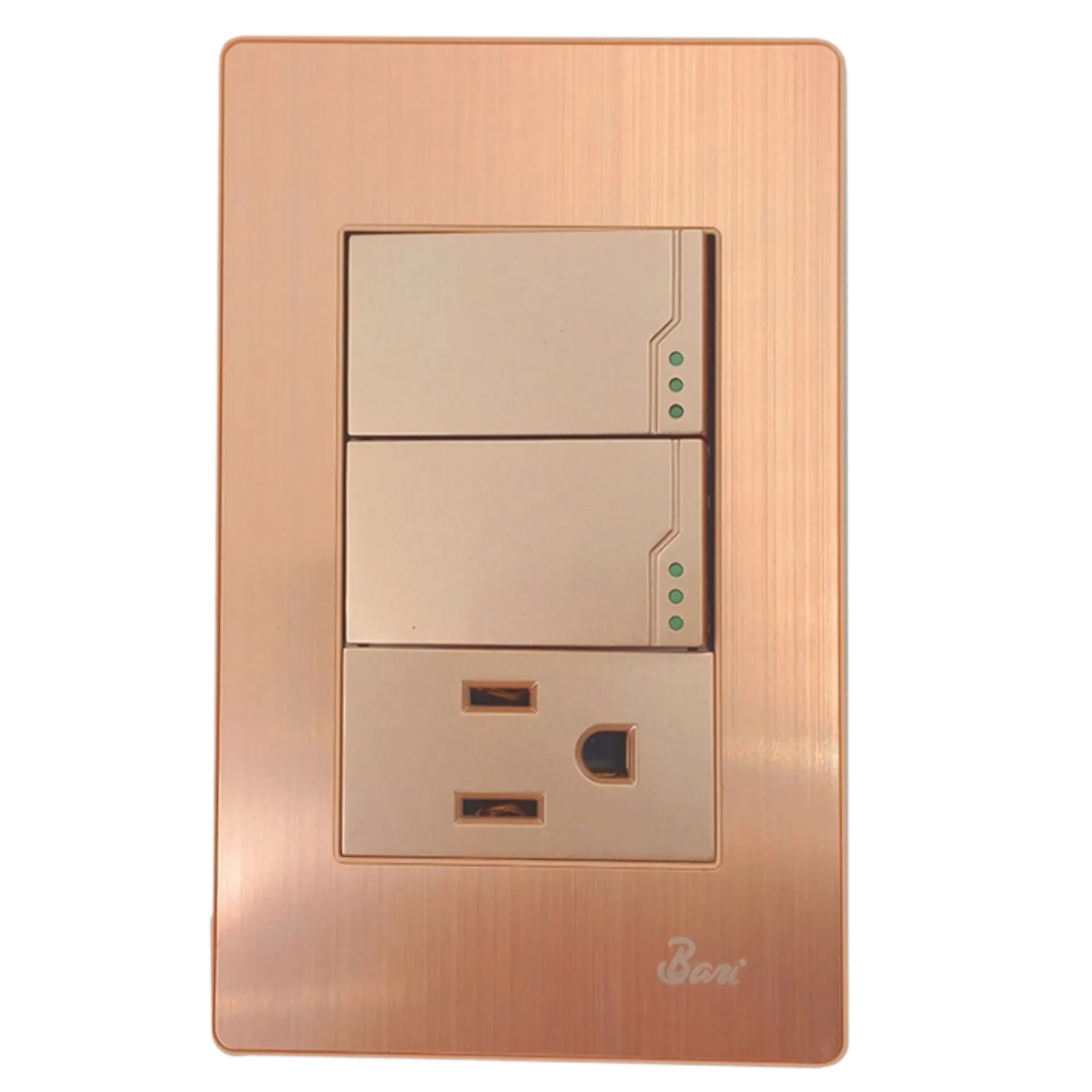 [INT.03.12] INTERRUPTOR DOBLE + TOMA CORRIENTE CON TIERRA OTTONE BARI