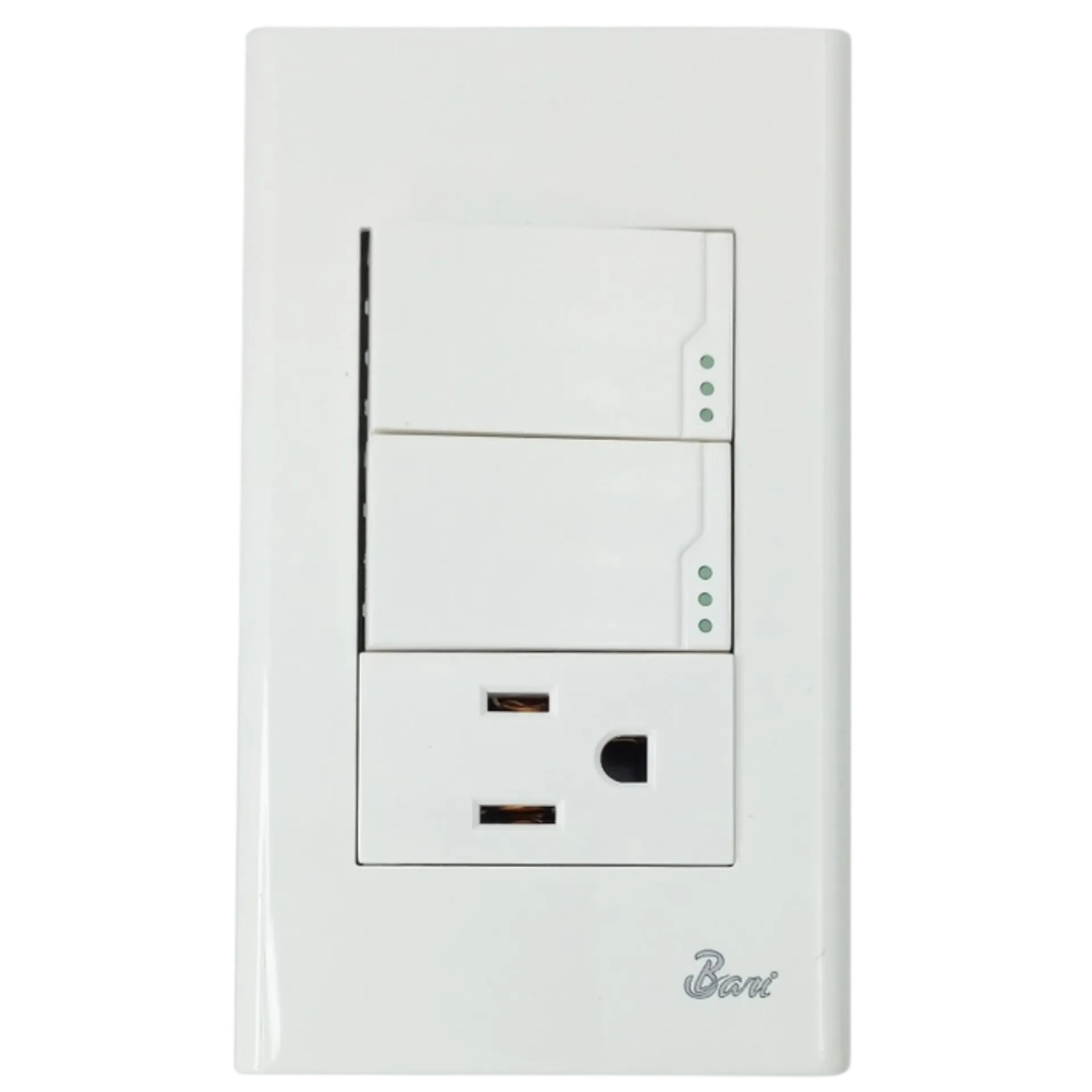 [INT.01.12] INTERRUPTOR DOBLE + TOMA CORRIENTE CON TIERRA SEMPLICE BARI