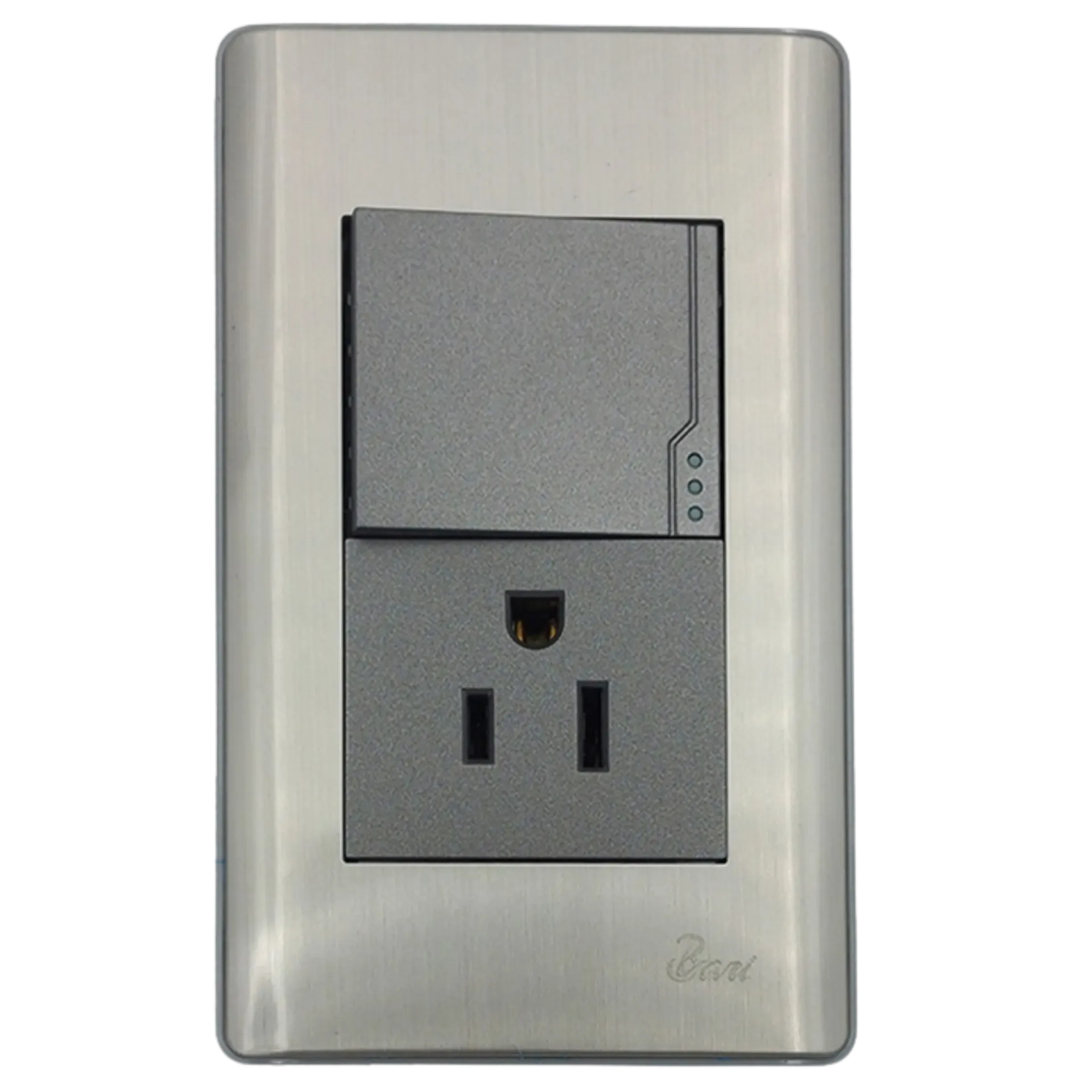 [INT.06.08] INTERRUPTOR + TOMA CORRIENTE CON TIERRA METALLO BARI