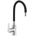 GRIFERIA DE FREGADERO FIRENZE CROMADO CON SILICONA NEGRO EUROPA