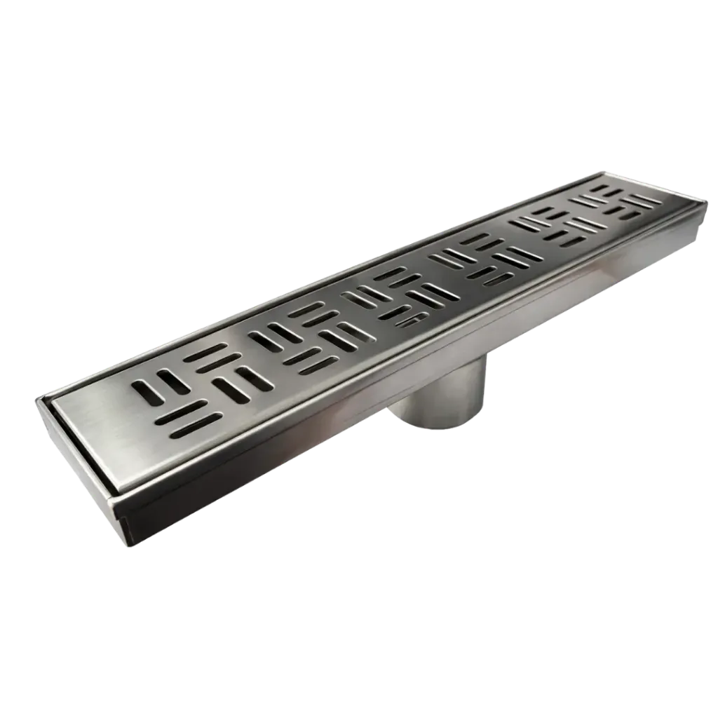 REJILLA DESAGUE RECTANGULAR PERFORADO ESTRIADO 30CM SATINADO UNIQUE