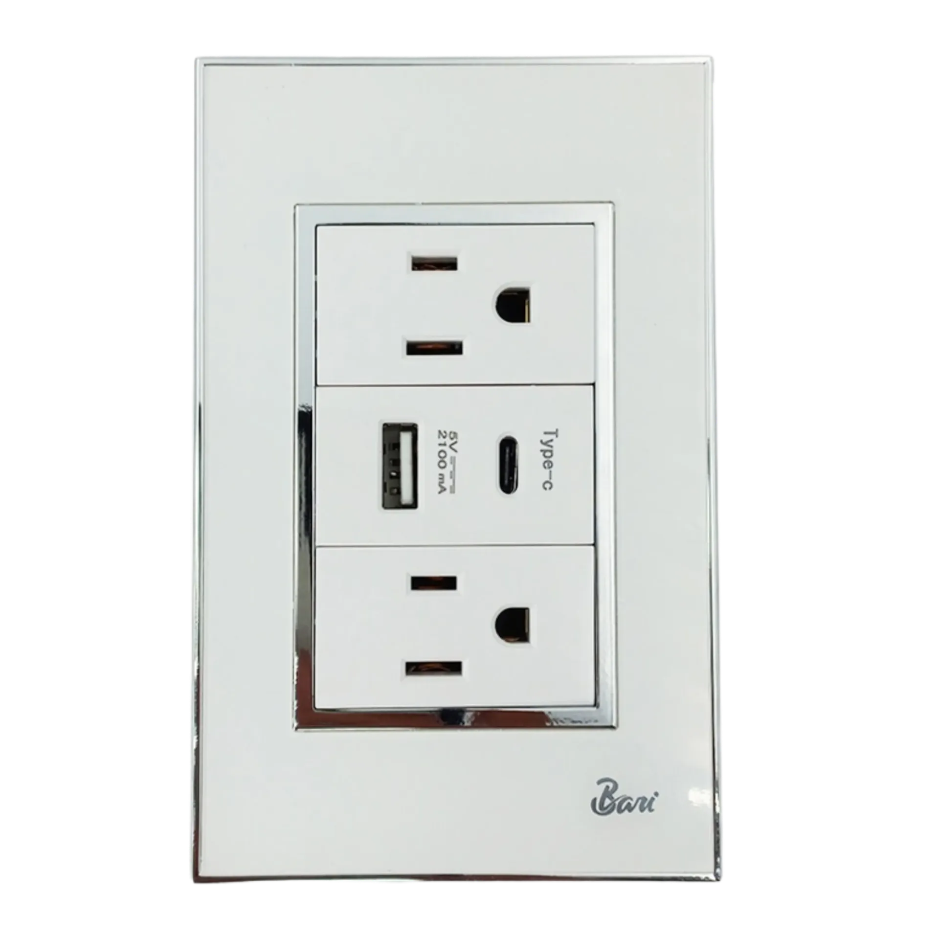 [INT.04.11] TOMA CORRIENTE DOBLE CON PUERTO USB BIANCO BARI