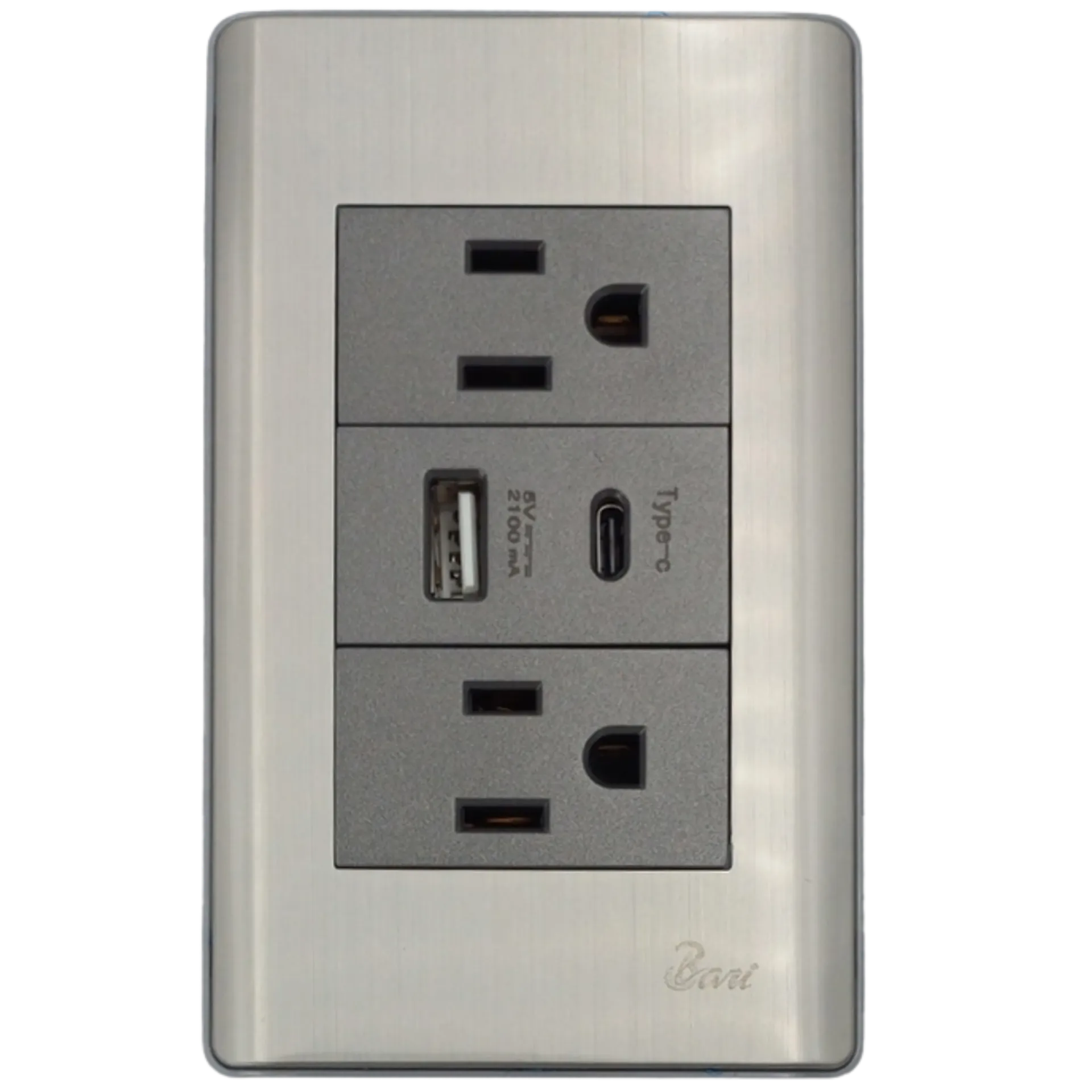 [INT.06.11] TOMA CORRIENTE DOBLE CON PUERTO USB METALLO BARI